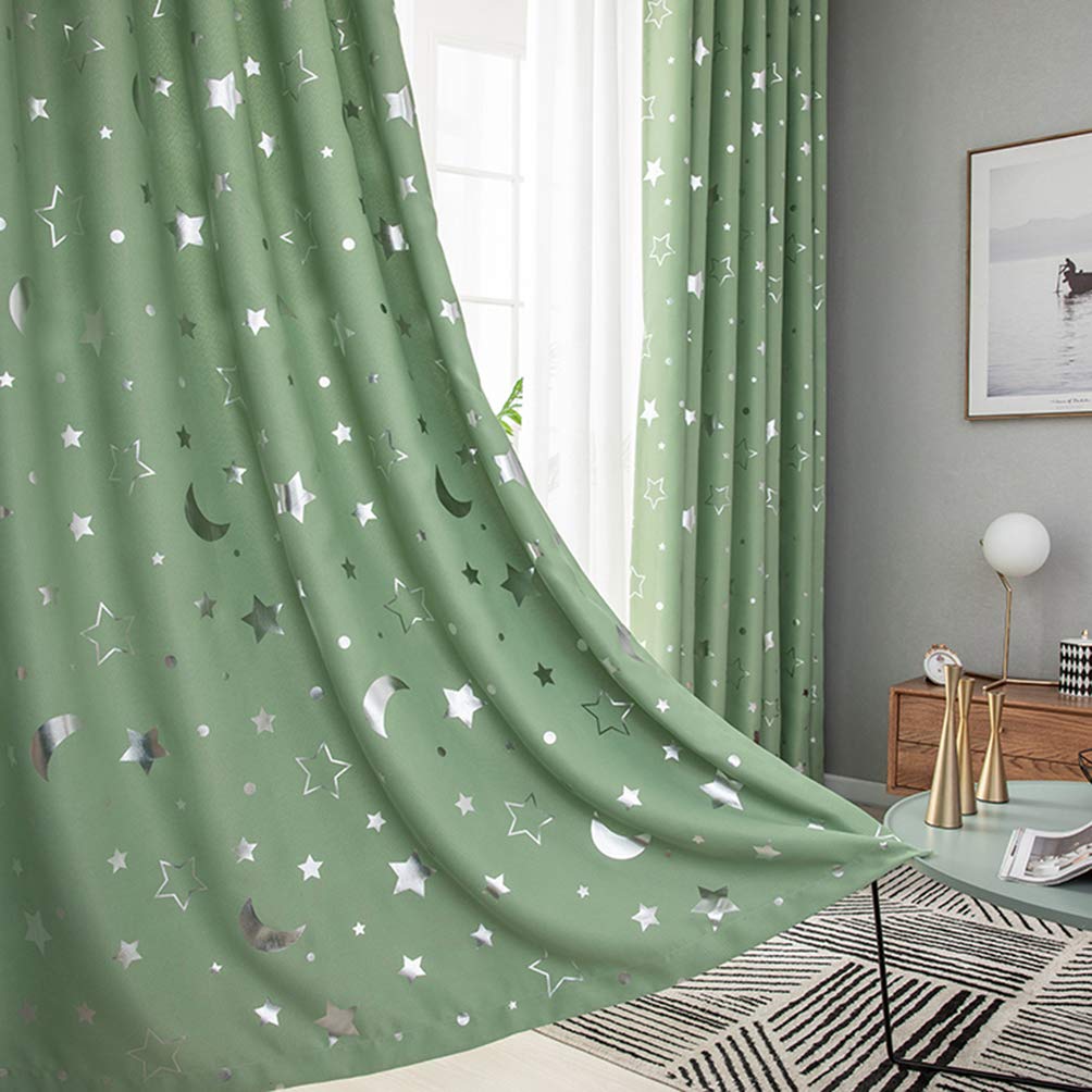 Blackout Curtains for Kids Room - Moon & Stars Design, Thermal Insulated, Light Blocking Window Drapes - Perfect for Nursery, Bedroom & Home Decor (1 Panel, Black)