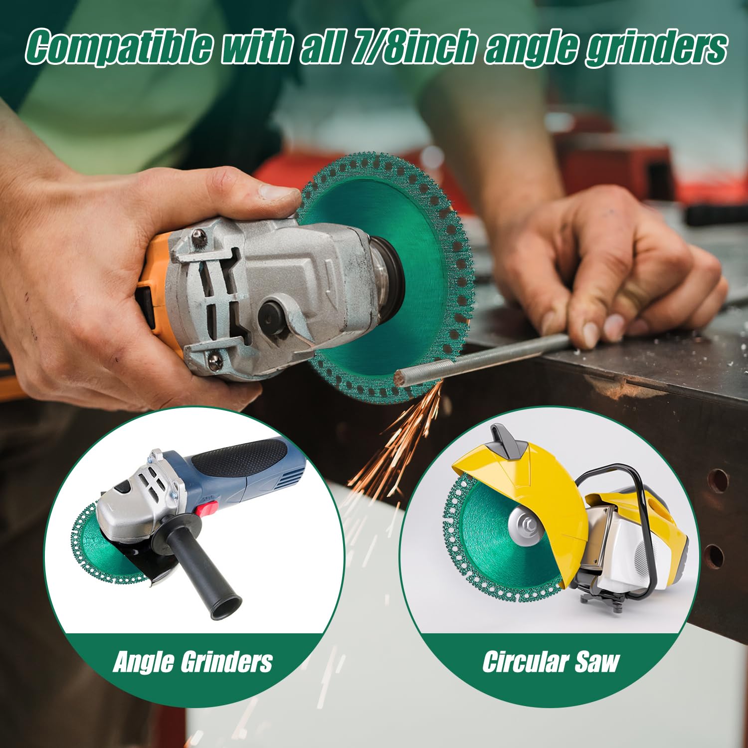 Indestructible Disc 2.0 - 7/8 Inch & 4 Inch Angle Grinder Cutting Wheel for Ceramic Tile, Glass, Metal & Wood (2025 Upgraded Version) | Fast Cutting Multi-Purpose Saw Blade for DIY Projects & Professional Construction Work