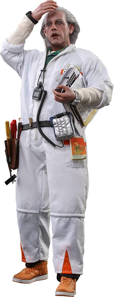 Hot Toys 1:6 Scale Dr. Emmett Brown Collectible Figure - Back to The Future Movie White Costume Version | Perfect for Display, Gift Giving & Back to The Future Fans Collection