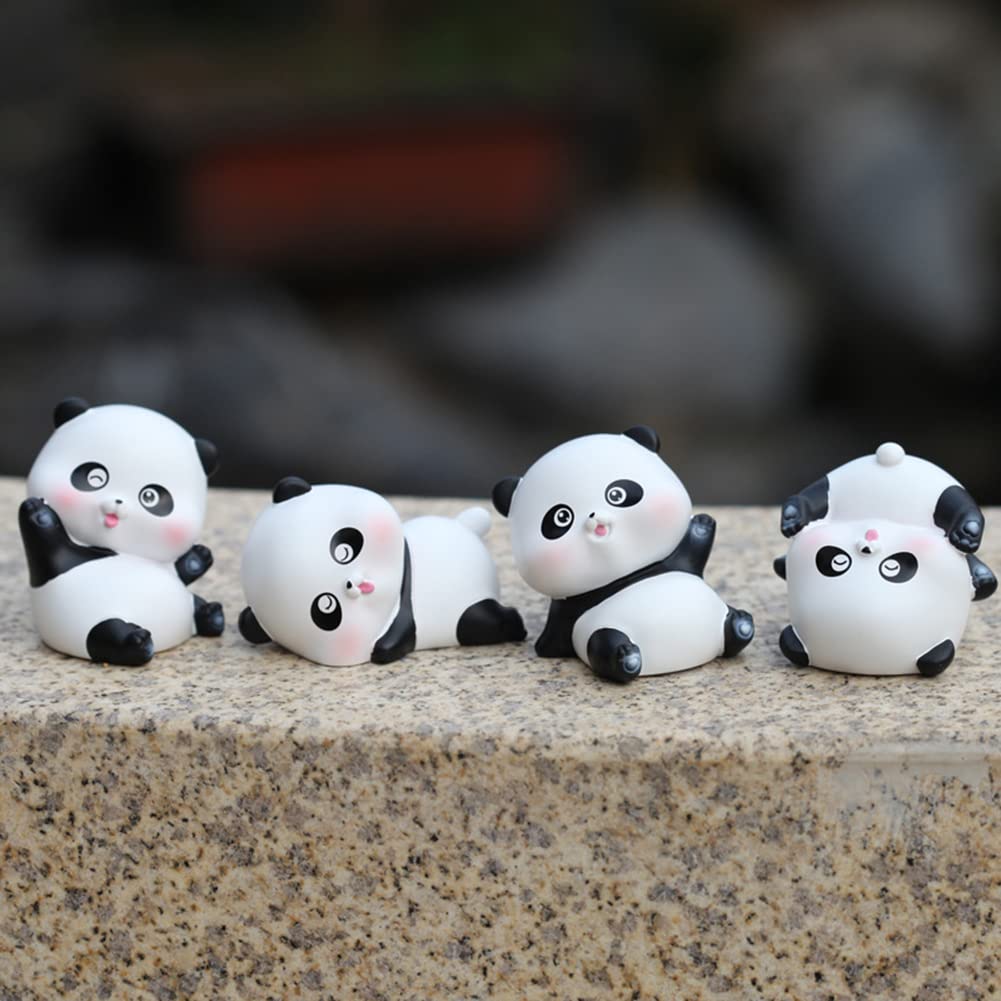 Cute Panda Car Dashboard Ornament - Resin Animal Figure for DIY Decoration, Cake Topper, and Home Accessories | Perfect for Car Interior, Birthday Cakes, and Gift Giving