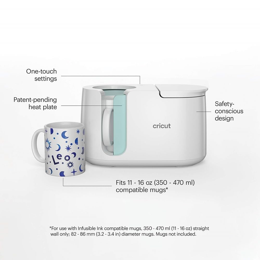 Cricut Mug Press Machine for Sublimation - Heat Press for DIY Custom Mugs (11oz-16oz) | Compatible with Infusible Ink & Sublimation Blanks | Perfect for Home Crafting, Personalized Gifts & Small Business Projects