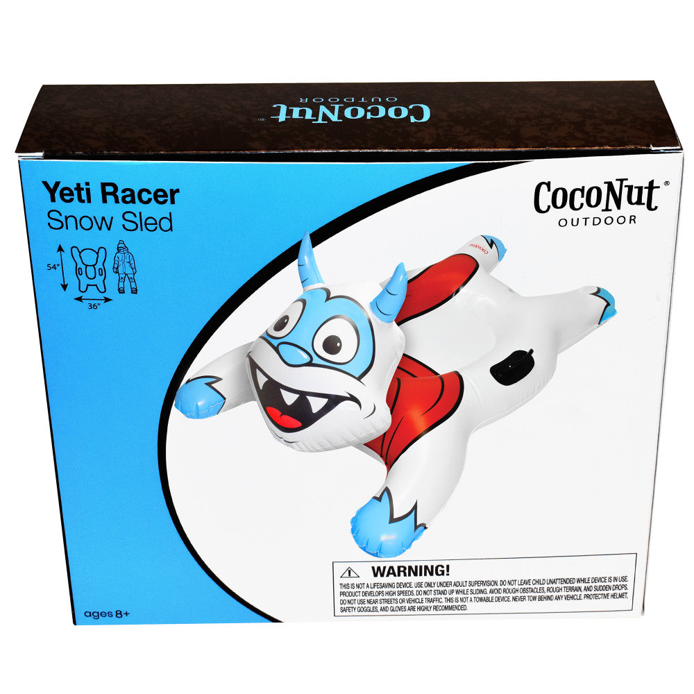Premium Inflatable Snow Sled for Adults & Kids - 54x36 Inch CocoNut Outdoor Yeti Racer - Perfect for Winter Fun, Sledding, Snow Tubing & Backyard Sliding
