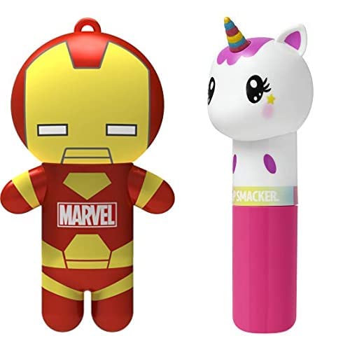 Iron Man & Unicorn Magic Lip Balm by Lip Smacker - Moisturizing & Tinted Lip Care for Kids & Adults - Perfect for School, Travel & Superhero Fans