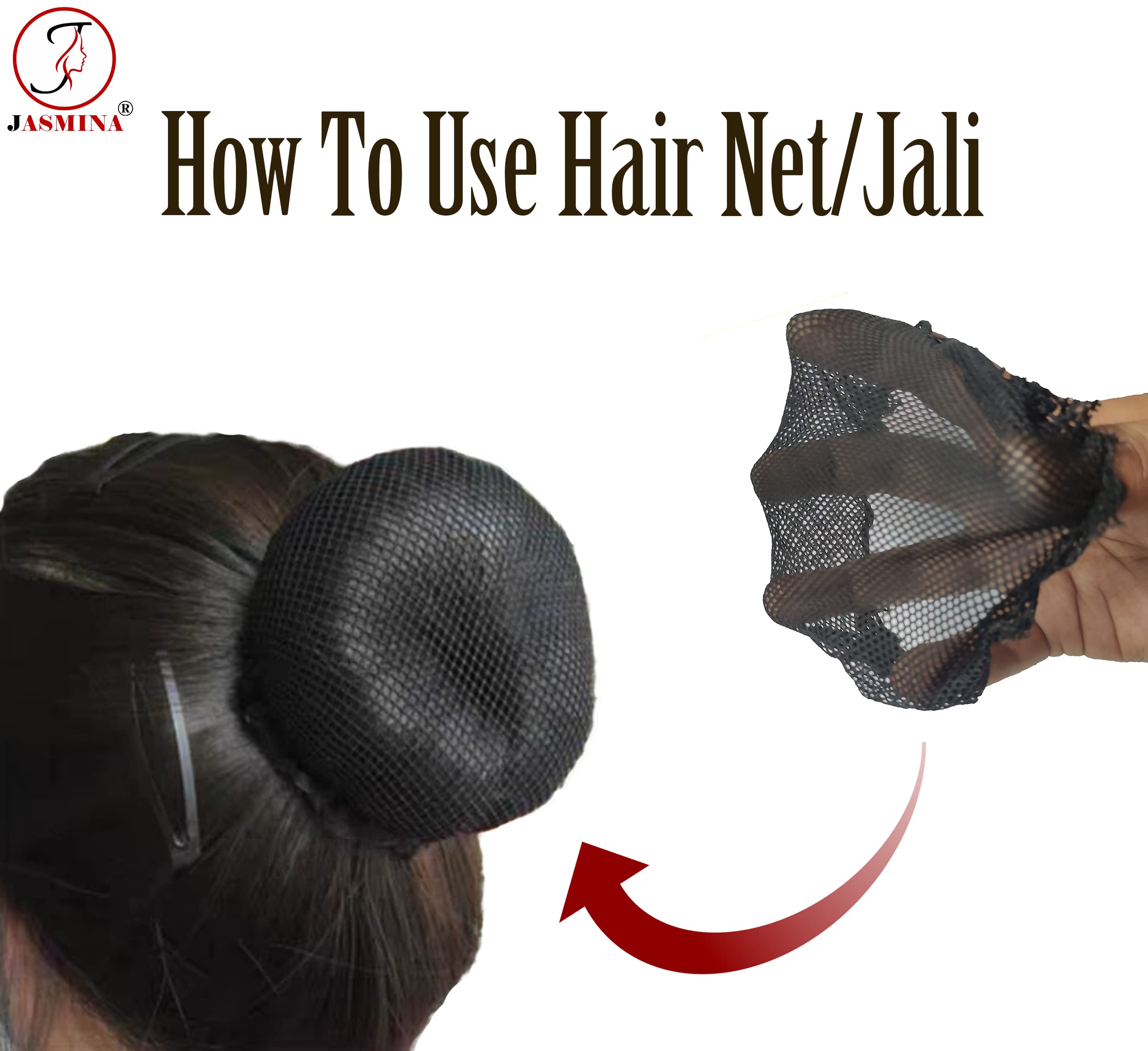 Jasmina Super Deluxe Hair Bun - Premium Hair Accessories for Women | Plain Hair Bun, Juda Net & Jali | Perfect for Weddings, Parties & Everyday Styling
