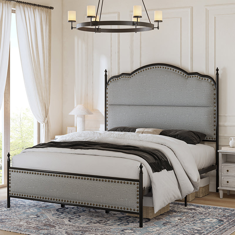 Ernesto 61 Industrial King & Queen Size Platform Bed Frame - Modern Metal & Wood Design for Bedroom, Guest Room, Loft or Studio Apartment