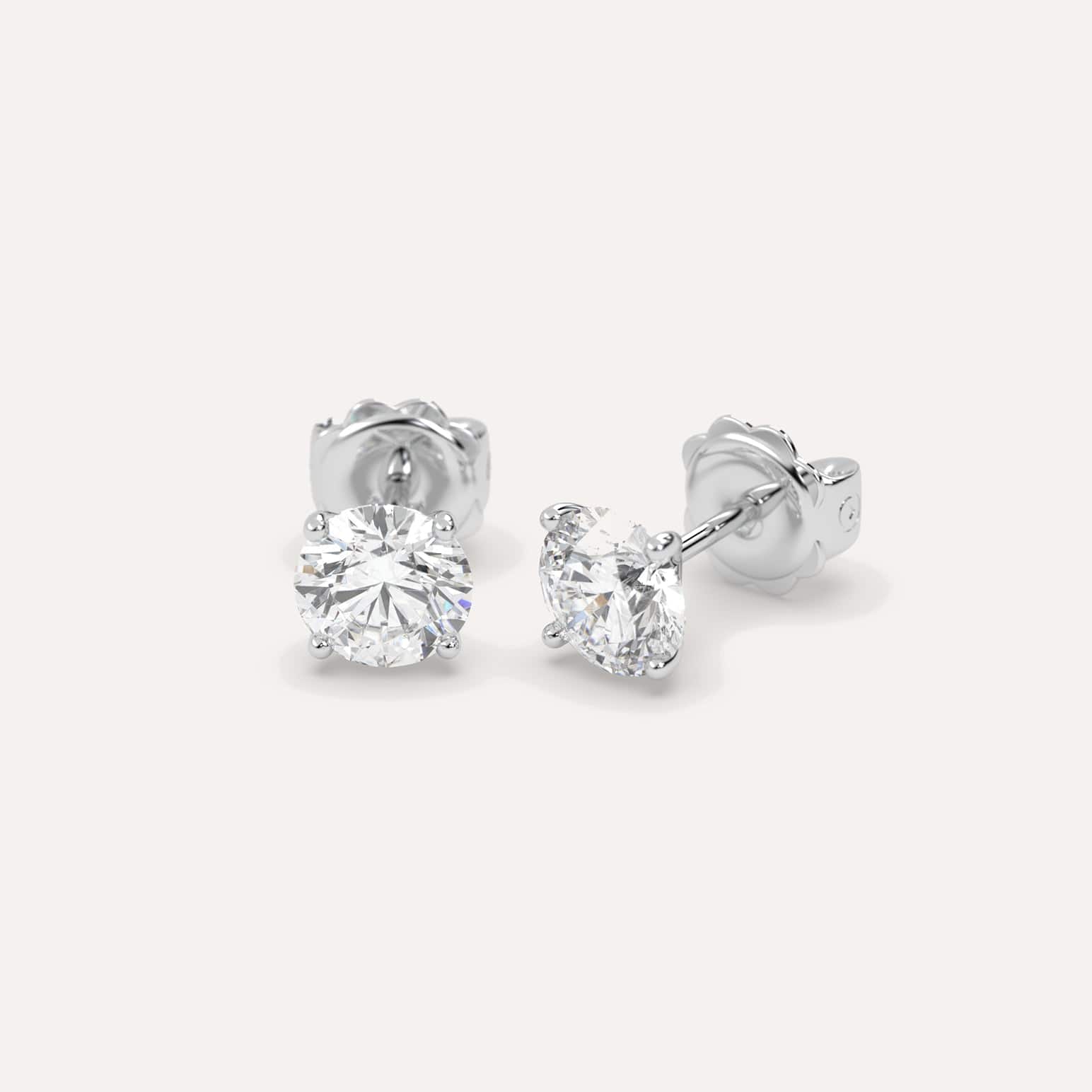 2 Carat Round Diamond Stud Earrings 14K White Gold - Perfect for Weddings, Anniversaries & Special Occasions