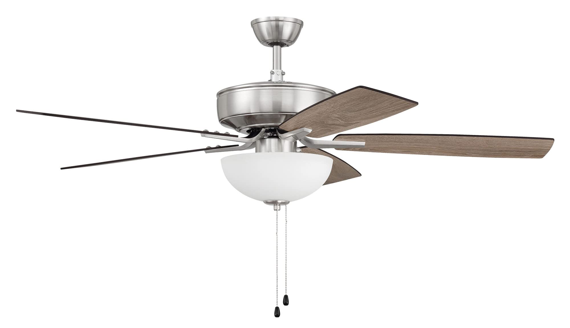 Craftmade P211BNK5-52DWGWN 52-Inch Indoor Ceiling Fan with LED Light Kit, 5 Reversible Driftwood/Grey Walnut Blades, Brushed Nickel Finish - Perfect for Living Room, Bedroom, and Office Spaces