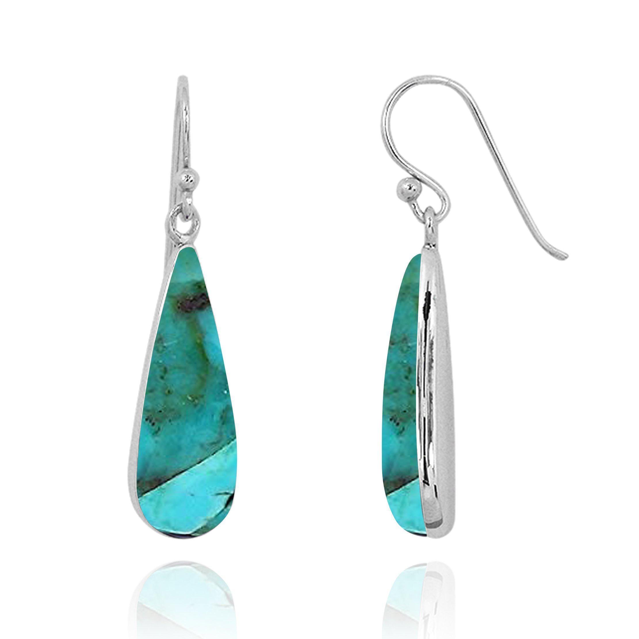 Handmade Compressed Turquoise Drop Earrings for Women – Boho Chic Jewelry for Casual & Formal Occasions