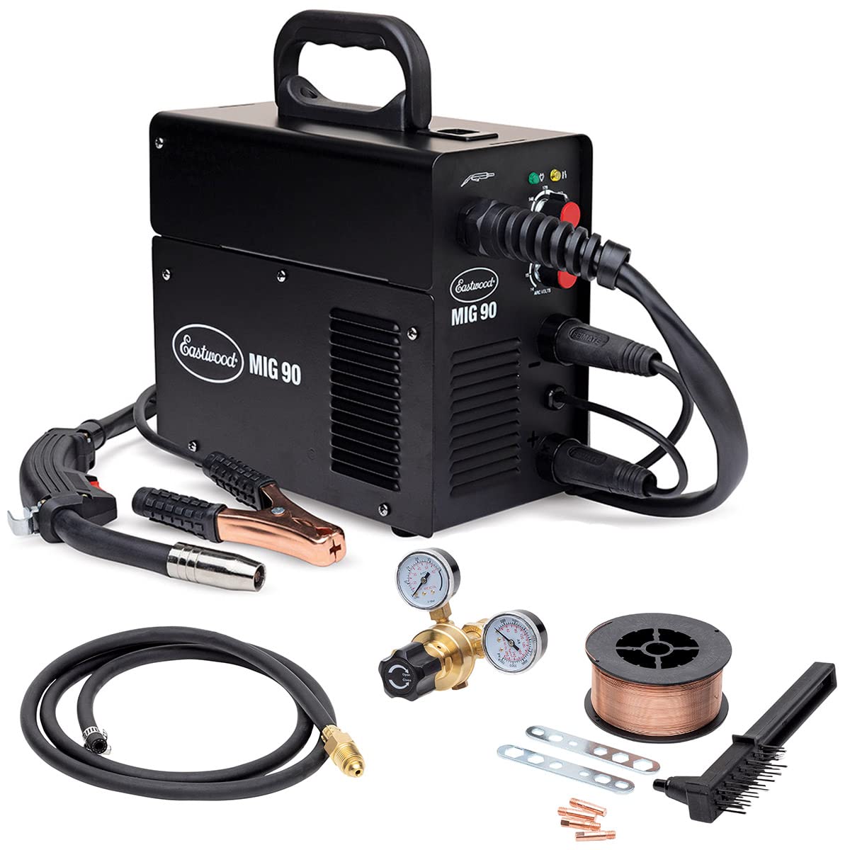 Eastwood 30-90 Amp 120V MIG Welder Machine for MIG & Flux Core Welding | Portable Welding Kit with Gas Regulator & Wire Spool | Beginner-Friendly DIY Welding Equipment | Ideal for Home Repairs, Metal Fabrication & Automotive Projects