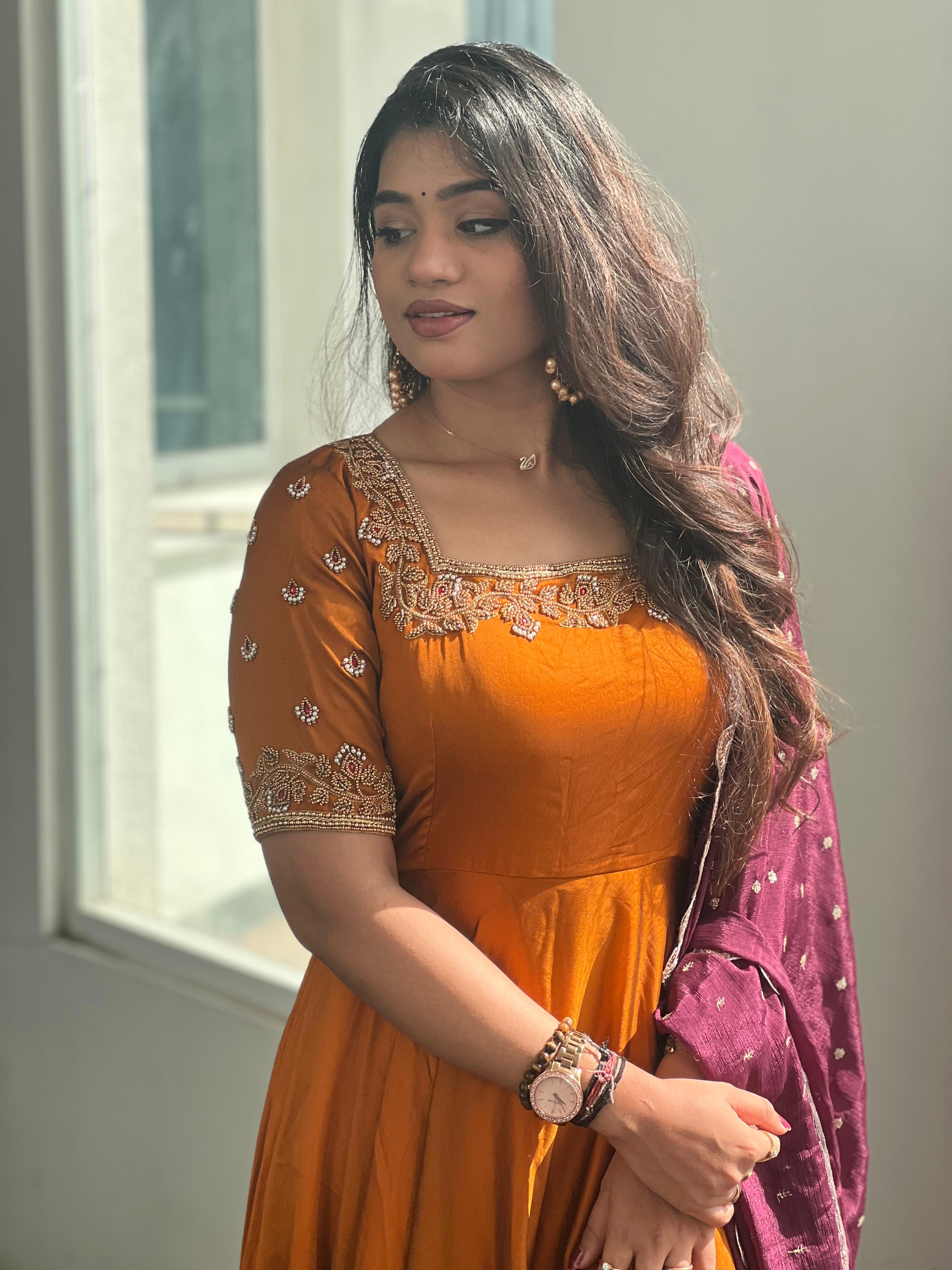 Brindha Premium Designer Anarkali Dress for Women - Elegant Indian Ethnic Wear for Parties, Weddings & Festive Occasions