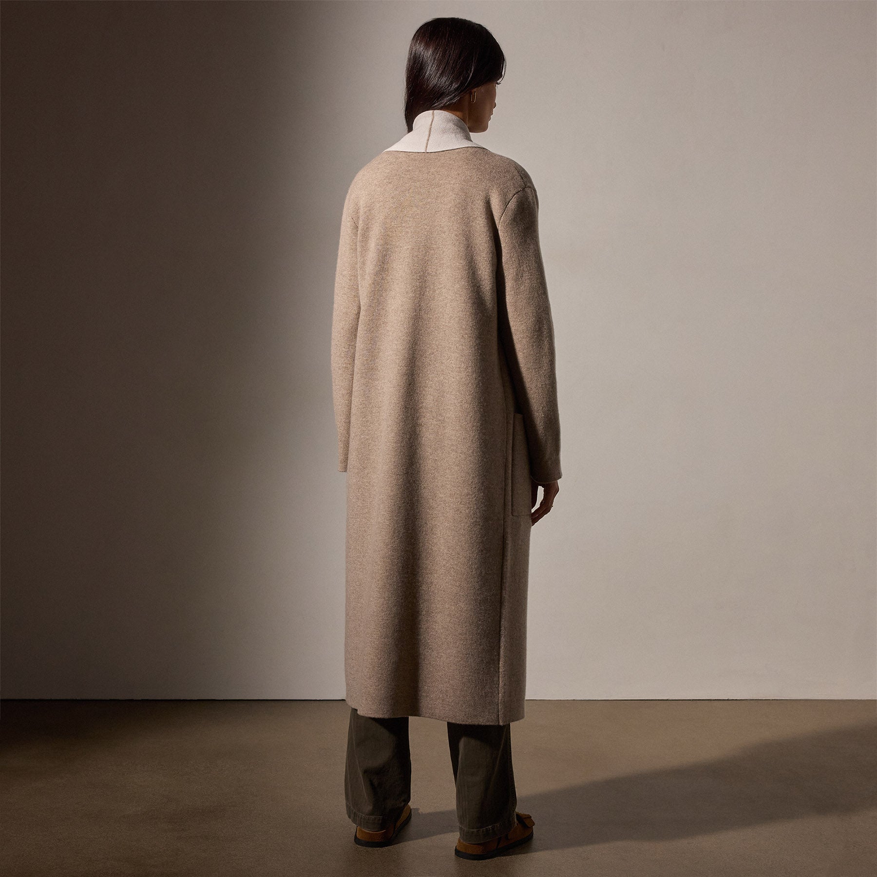 Luxury Cashmere Shawl Collar Coat for Women - Soft & Warm Winter Outerwear in Coyote/Pearl Colors | Perfect for Office, Evening Events & Cold Weather Fashion