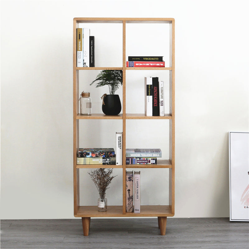 Madison Teak Bookcase Cube - Nordic Style Solid Wood Bookshelf for Living Room, Bedroom, or Office Storage | Modern Book Organizer with 6 Storage Cubes