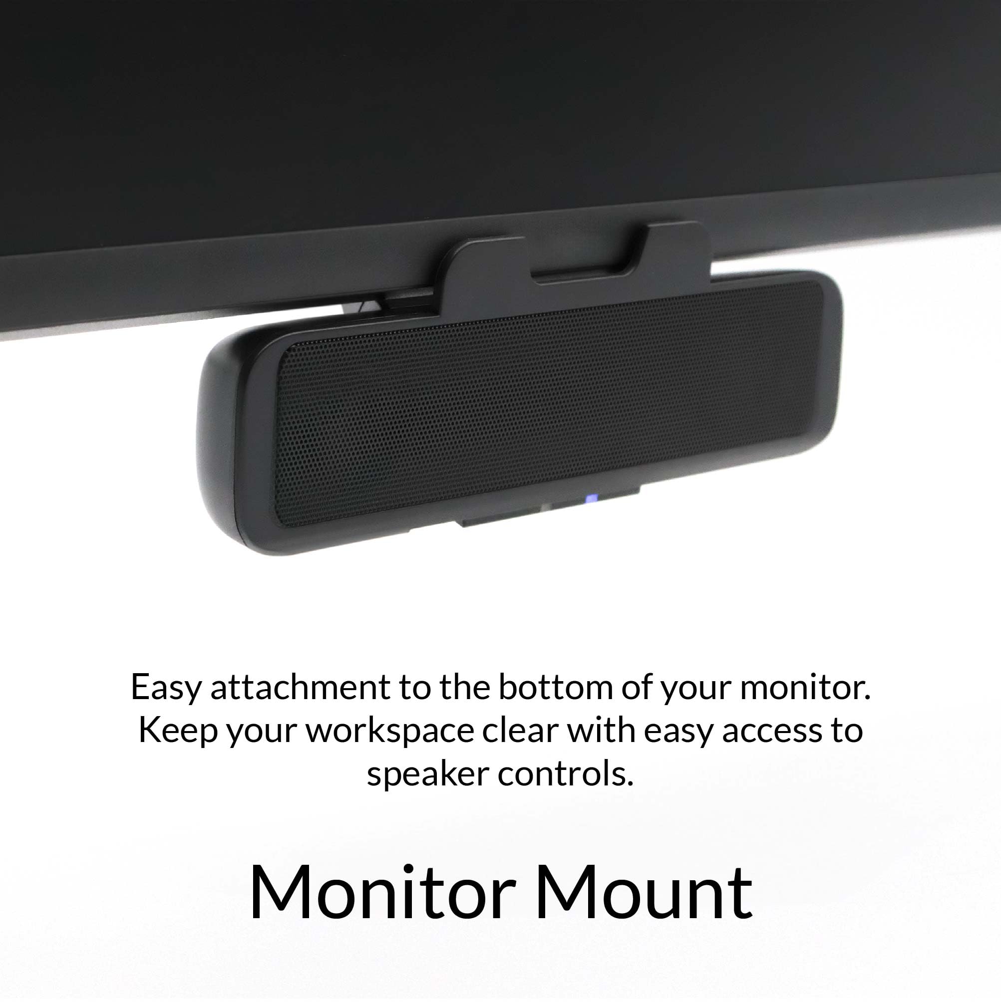 Cyber Acoustics CA-2890BT Dual USB & Bluetooth Soundbar - Computer Monitor Speaker with Built-in Mic for Calls, Clamp Mount Design - Perfect for Home Office, Gaming & Video Conferencing
