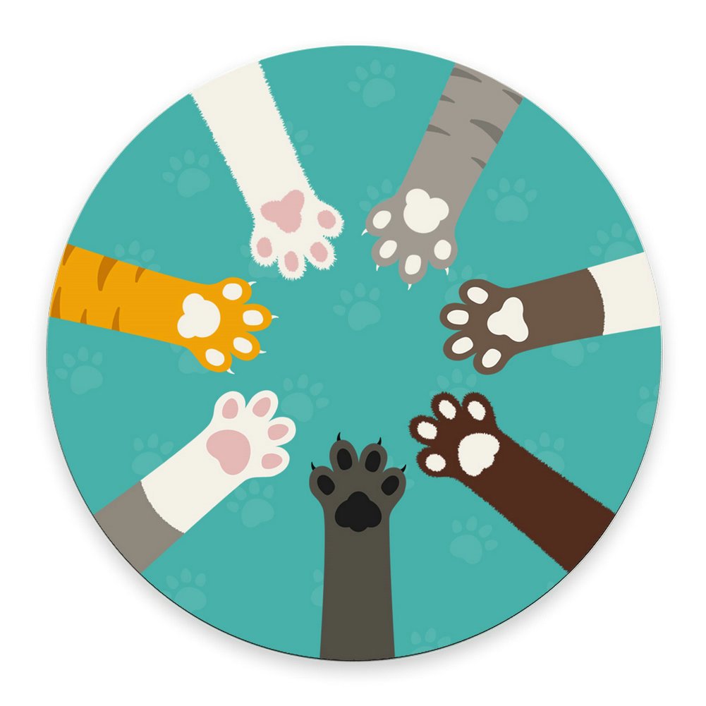 Colorful Cat Paw Mouse Pad - Non-Slip Gaming Mouse Mat with Cute Animal Design for PC, Laptop & Office Use - Perfect Gift for Cat Lovers & Gamers