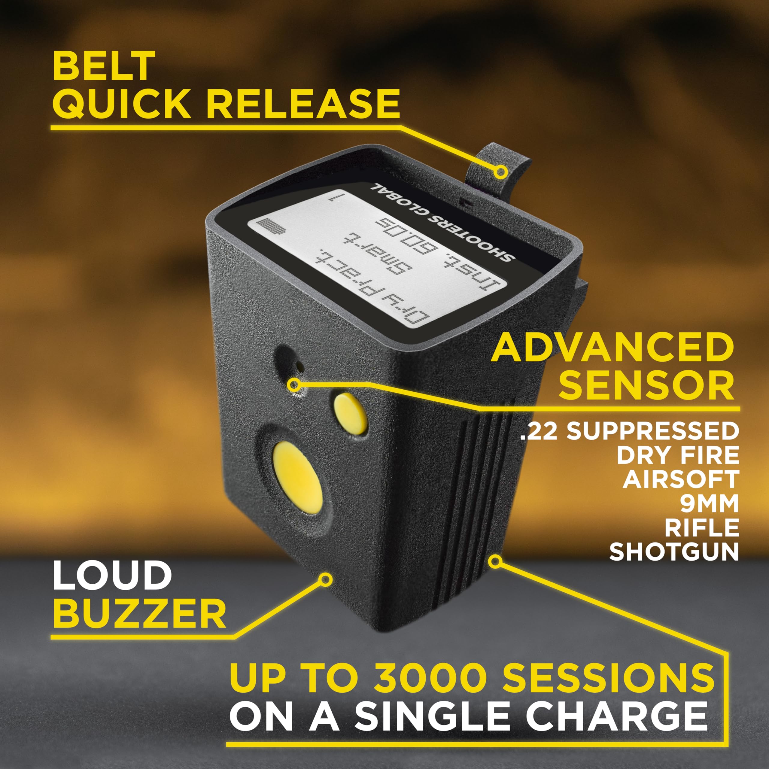SG Timer GO | Best Affordable Shot Timer for Firearms Training & Dry Fire Practice - Long Battery Life, Smart Sensor, Belt Clip Quick Release, Bluetooth & Free App with Video Recording - Perfect for Shooting Range, Home Practice & Competitive Shooting