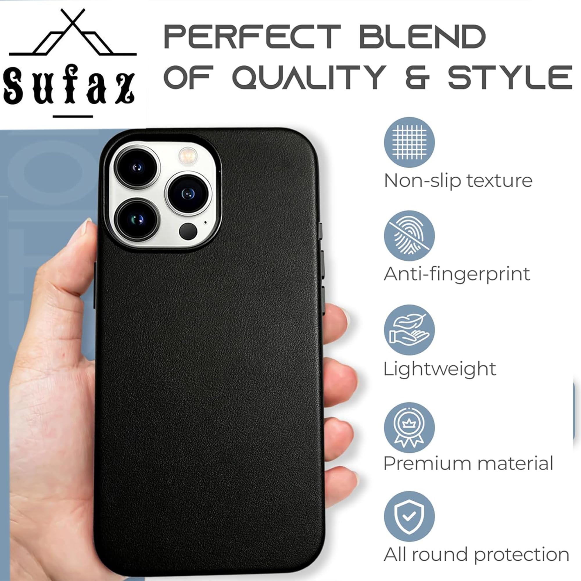 Premium Genuine Leather Case for Apple iPhone 15 Pro Max - Magnetic Charging Support, Shockproof Slim Design with Strong Built-in Magnets & Scratch-Resistant Microfiber Lining (Black) - Perfect for Daily Use, Travel & Business Professionals
