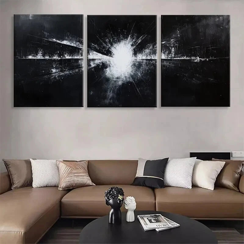 3-Piece Abstract Black and White Wall Art Set - Framed Canvas 40x60cm | High Quality Print | Australian Made | Ready to Hang | Perfect for Living Room, Bedroom & Office Decor