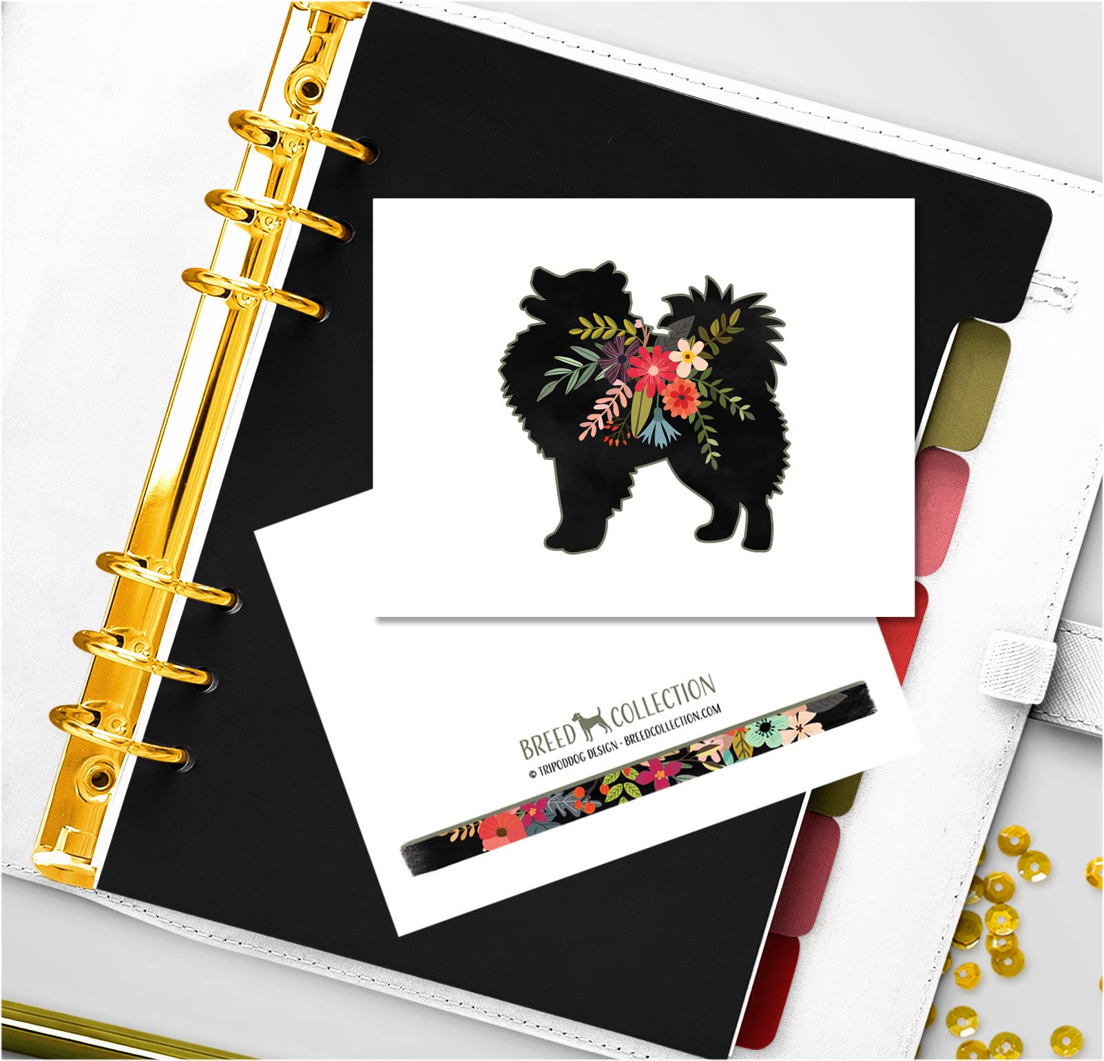 American Eskimo Dog Greeting Cards - Boho Floral Eskie Breed Note Cards with Envelopes | 6-Pack A2 Size Blank Cards | Perfect for Pet Lovers, Birthday Gifts & Thank You Notes
