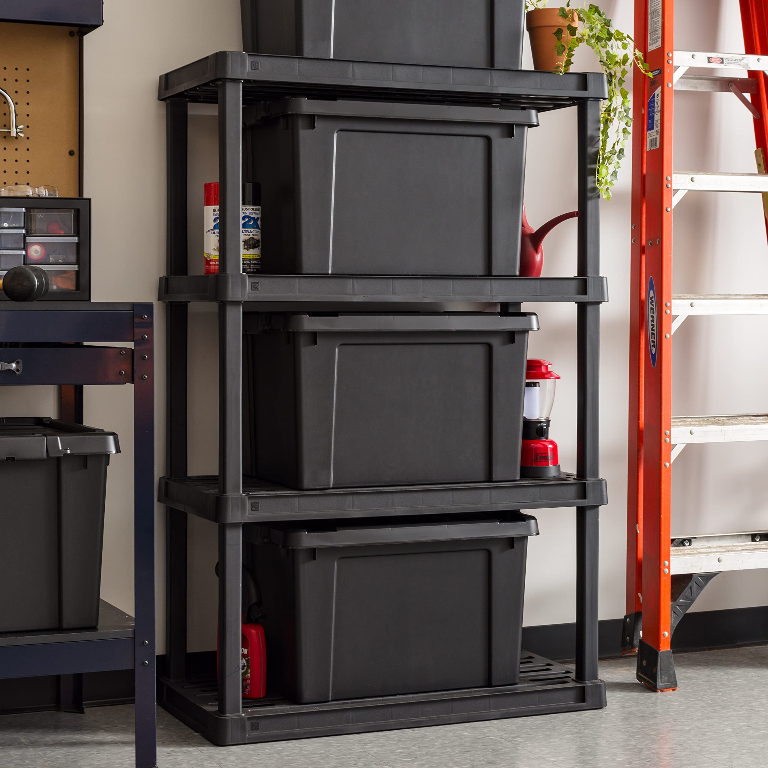 IRIS USA 75.7 L (20 Gallon) Heavy-Duty Lockable Storage Totes with Lids - 6 Pack Stackable Plastic Containers for Garage Organization, Moving Supplies & Equipment Storage - Durable Utility Bins for Home, Office & Warehouse Use