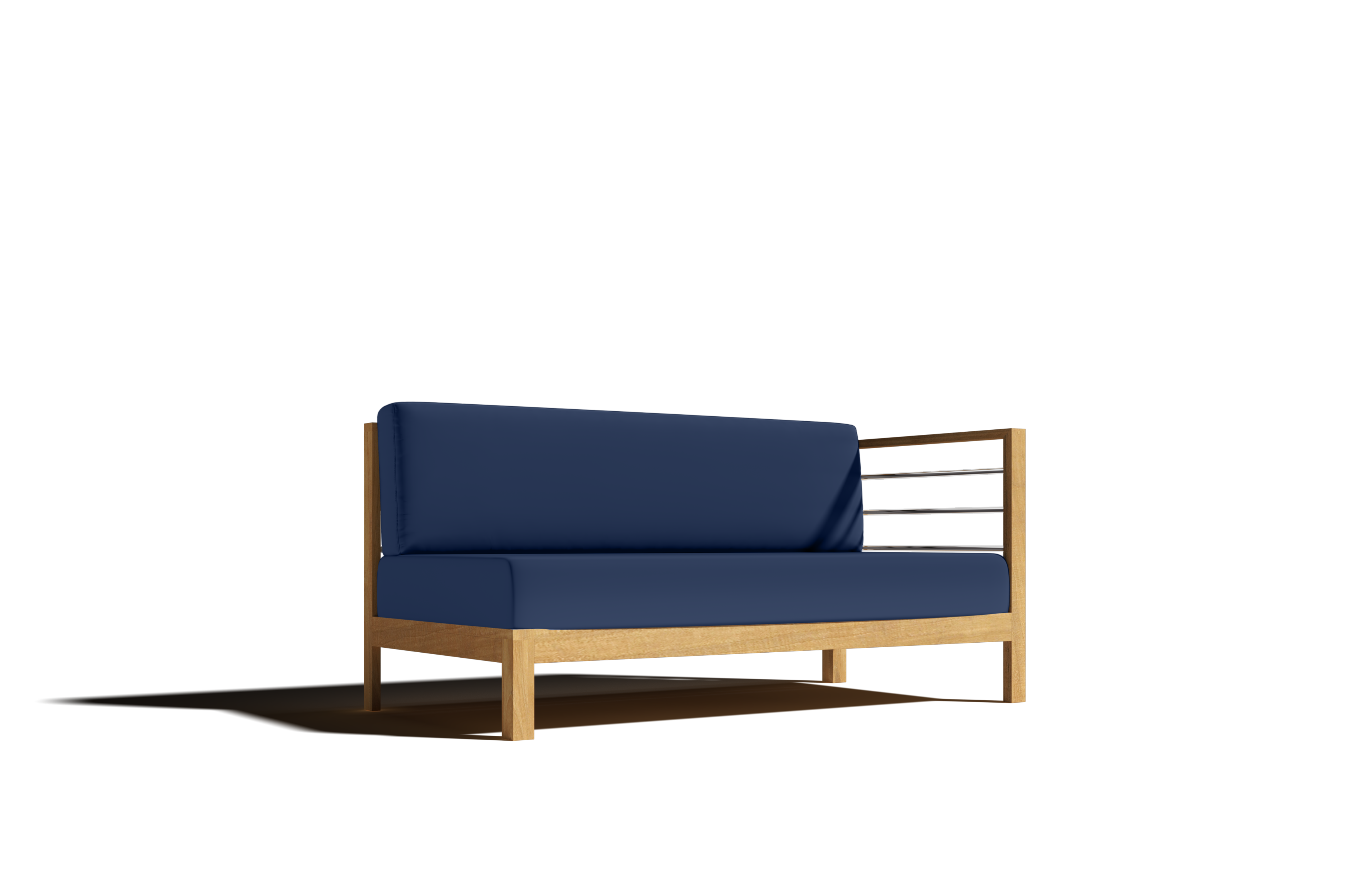 Premium 7-Piece Teak Outdoor Sectional Deep Seating Set with Sunbrella Navy Cushions - Waterproof & Durable Patio Furniture for Backyard, Poolside & Garden Relaxation
