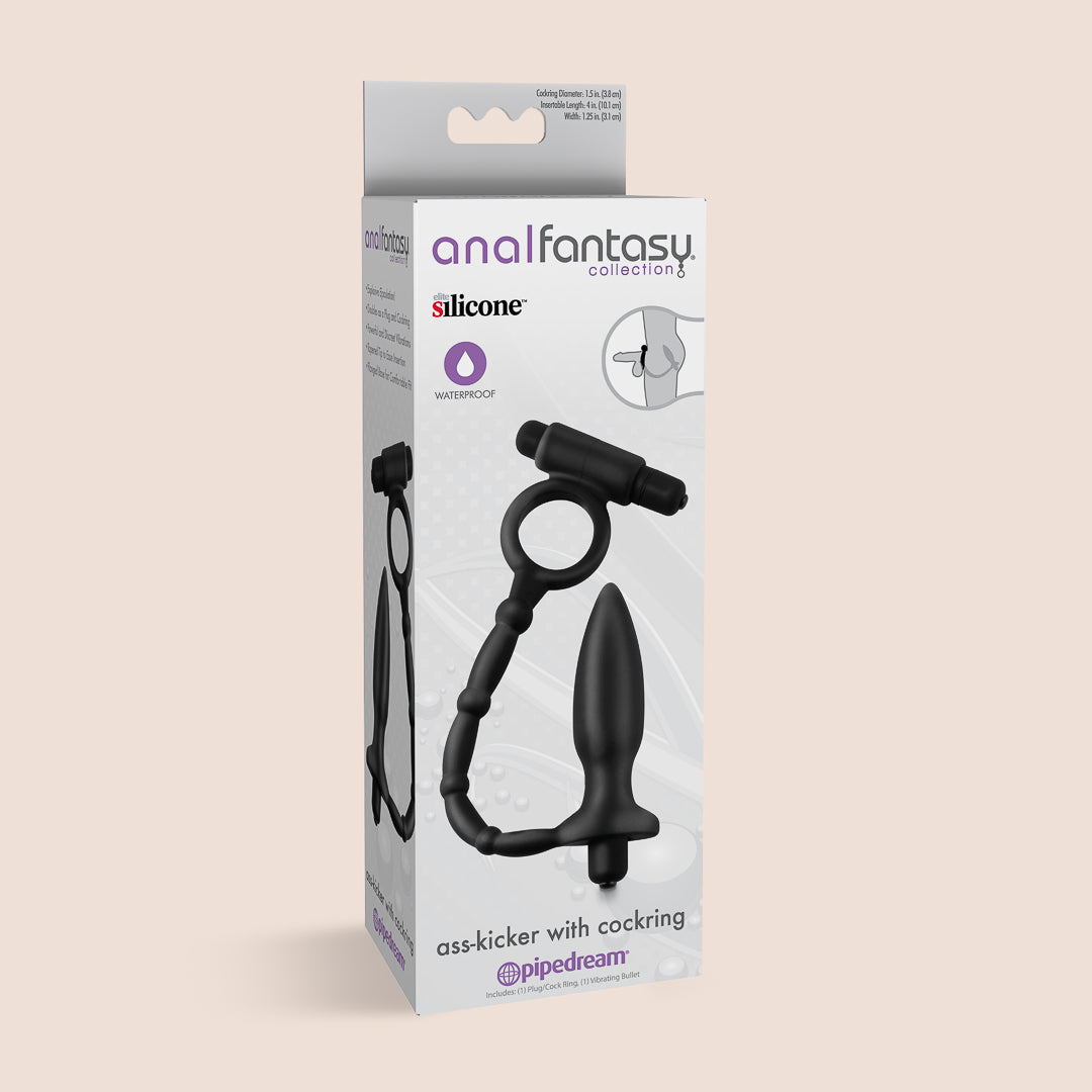 Anal Fantasy Vibrating Butt Plug with Cock Ring - Dual Stimulation for Couples & Solo Play | Powerful Vibrations for Enhanced Pleasure | Perfect for BDSM, Roleplay & Spicing Up Your Sex Life