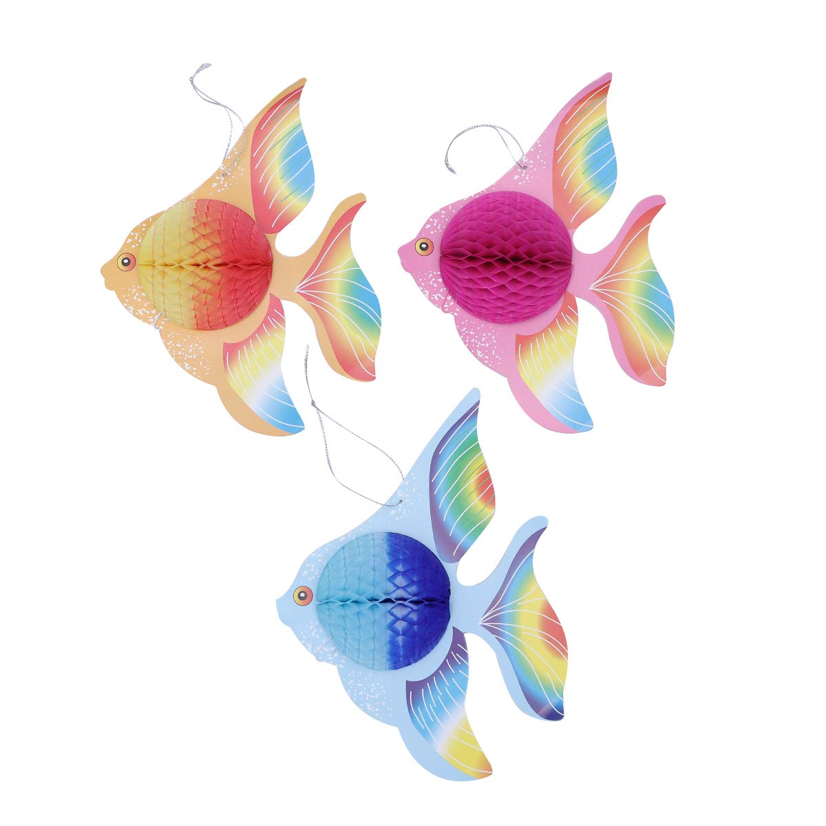 BESTOYARD 6pcs Colorful Tissue Paper Goldfish Decorations - Foldable Tropical Fish Hanging Ornaments for Party, Baby Shower & Home Decor (Gold, Pink, Blue) - Perfect for Birthday Parties, Classroom Activities & DIY Crafts