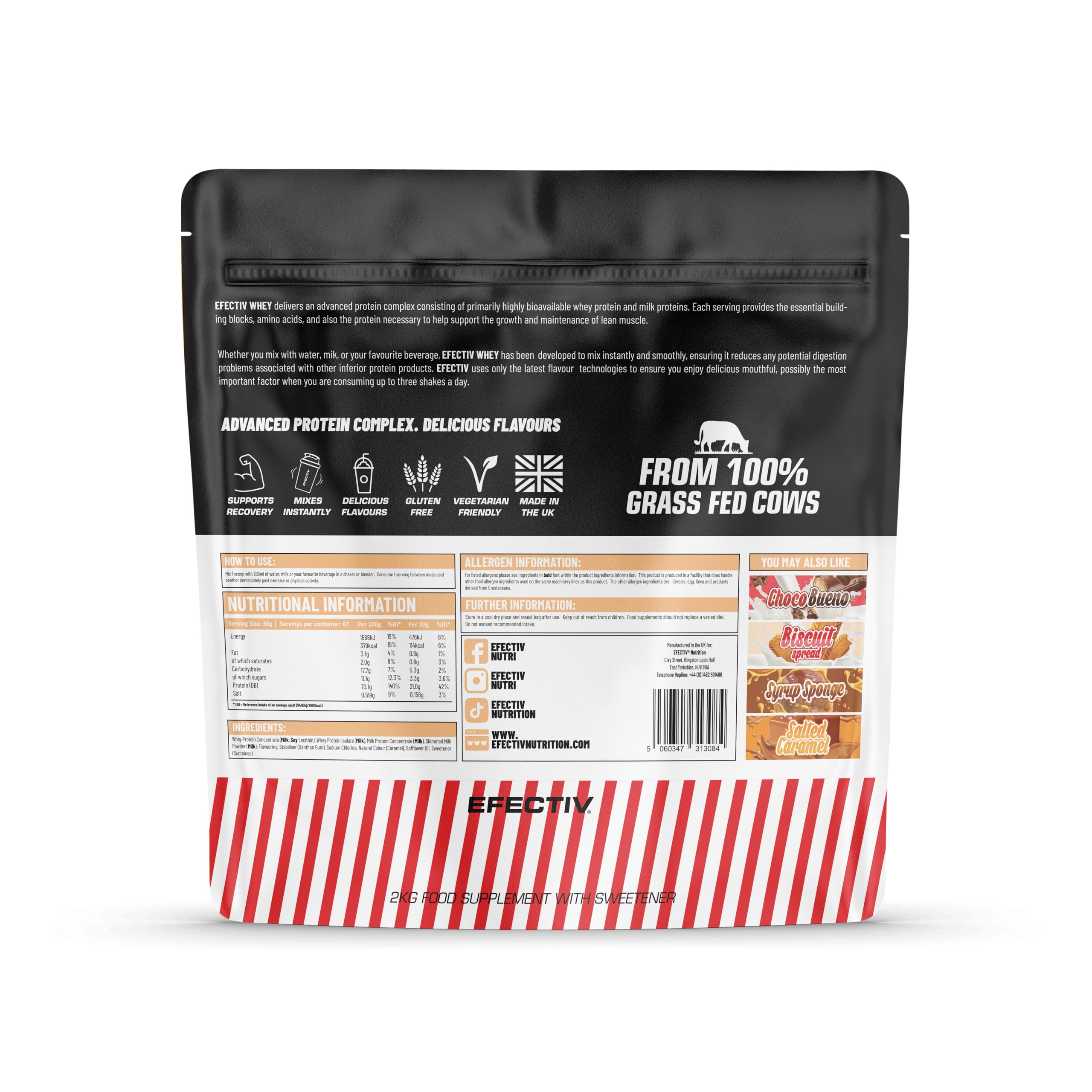 Efectiv Whey Protein Powder 2kg (4.4 lbs) - Premium Muscle Recovery & Growth Supplement for Athletes & Fitness Enthusiasts - Ideal for Post-Workout, Meal Replacement & Healthy Lifestyle