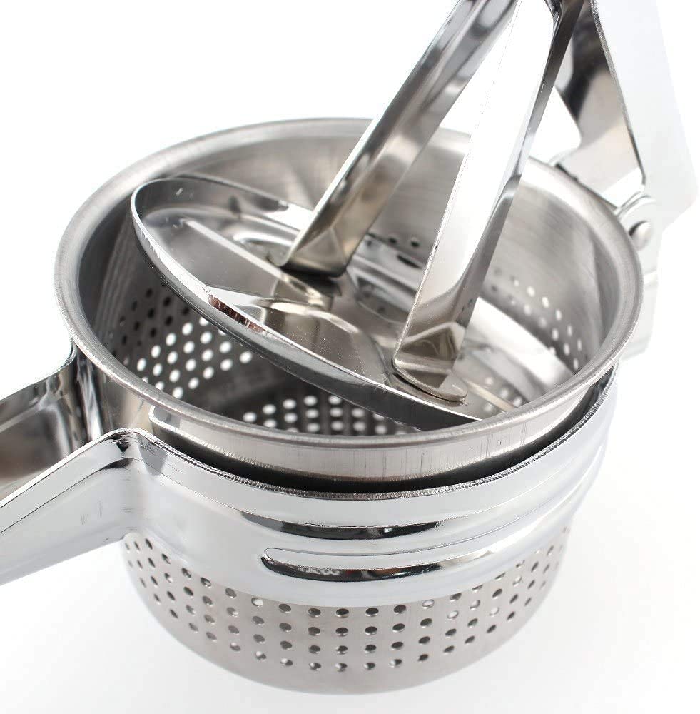 Premium Stainless Steel Potato Ricer & Masher - Heavy Duty Food Press for Vegetables, Fruits & Purees - Multi-Functional Kitchen Utensil (Gift Pack) - Perfect for Making Baby Food, Mashed Potatoes & Juicing