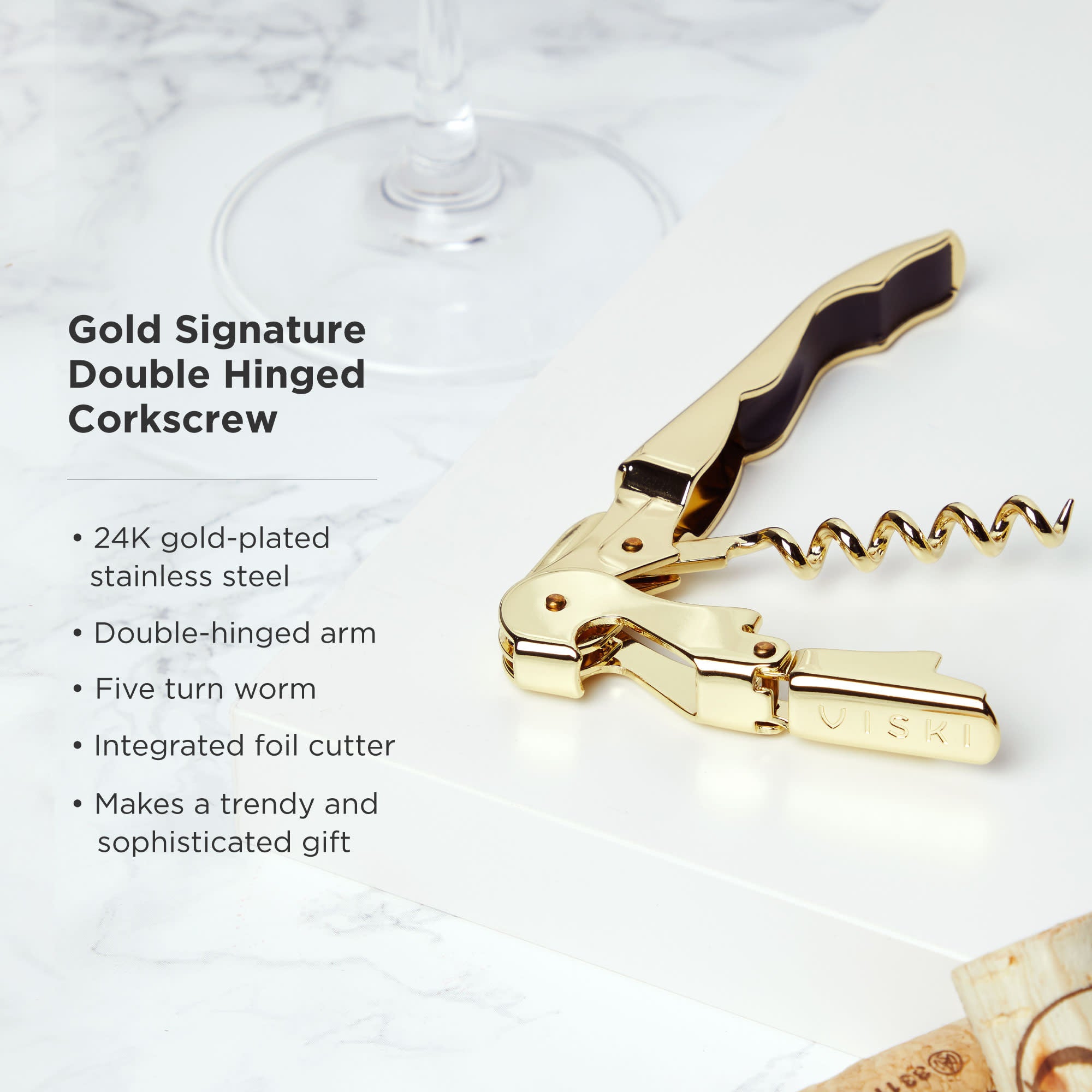 Premium Crystal Bordeaux Wine Glasses & Gold Plated Corkscrew Gift Set - Elegant Wine Accessories for Dinner Parties, Weddings & Romantic Gifts