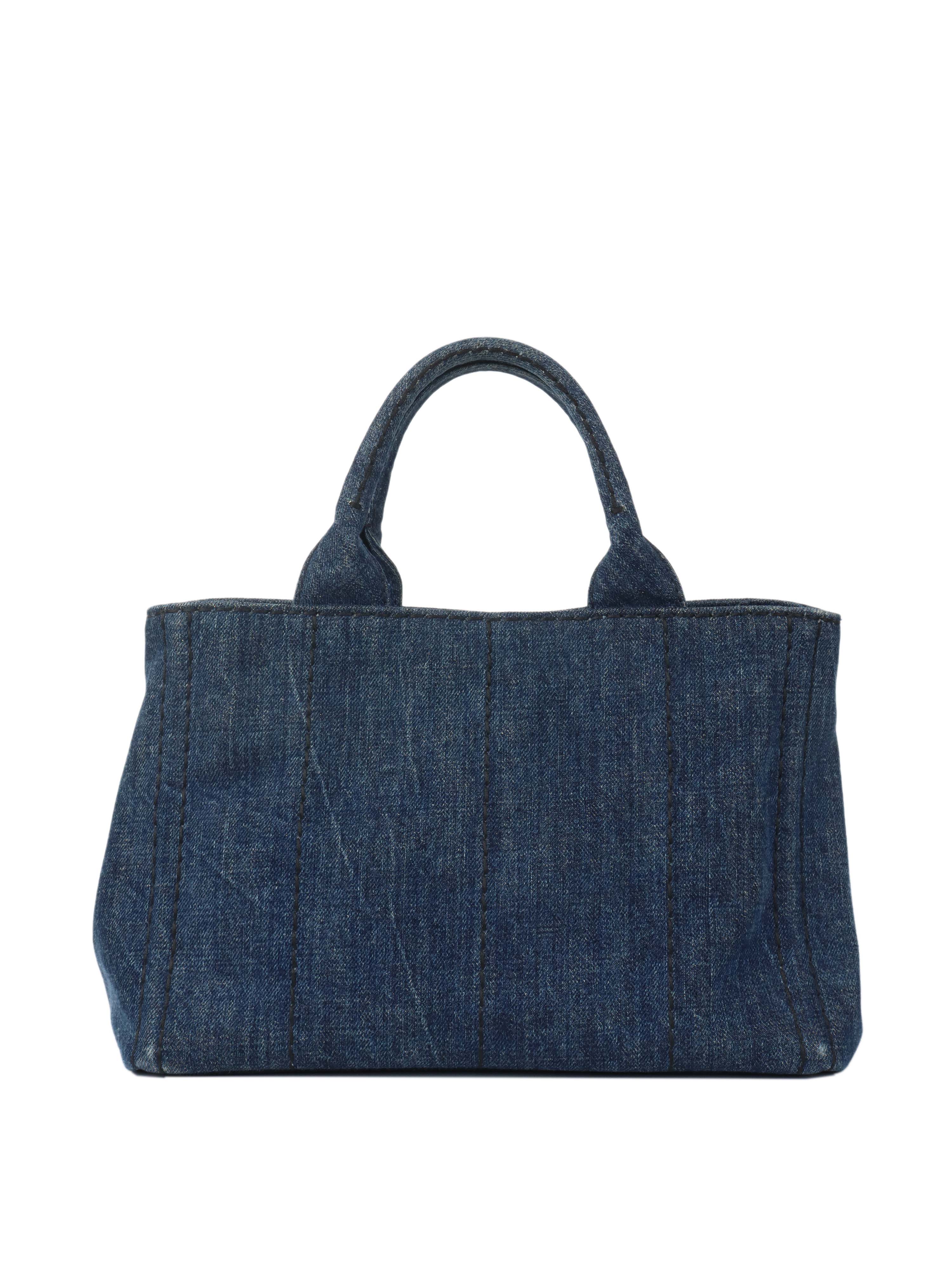 Prada Small Canapa Denim Tote Bag - Stylish Designer Handbag for Women | Perfect for Work, Travel & Everyday Use