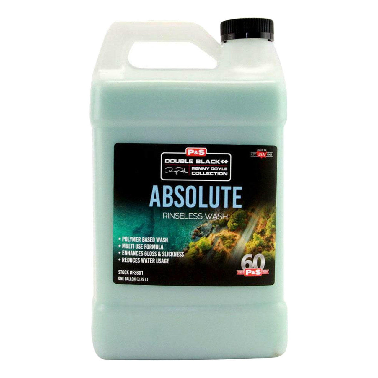 P&S Double Black Collection Absolute Rinseless Wash & Wax - Premium Waterless Car Detailing Solution for Shine & Protection - Perfect for Quick Car Cleaning, RV, Motorcycle & Boat Detailing