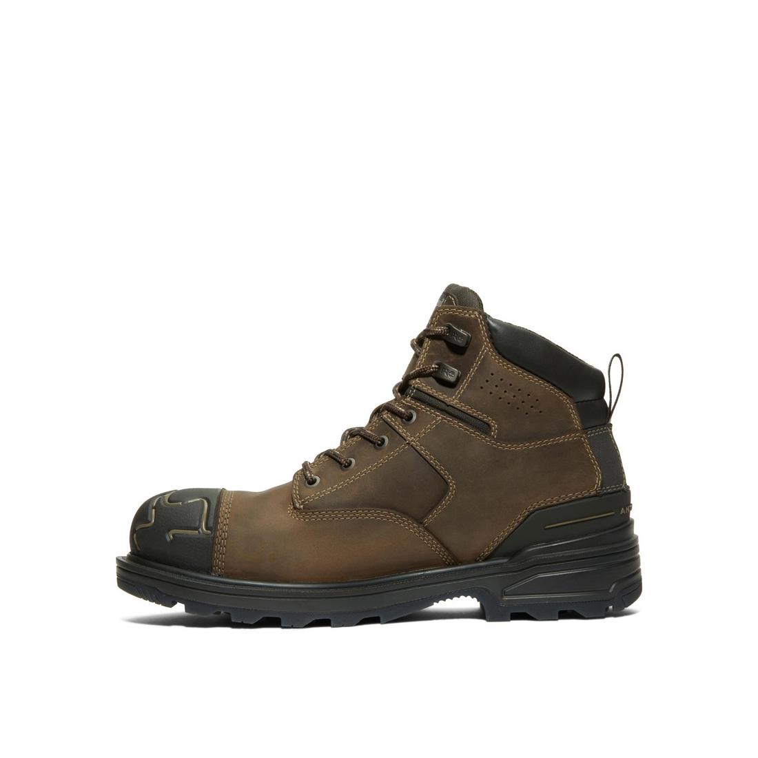 **6 Inch Composite Toe Waterproof Work Boots for Men - Slip Resistant & Electrical Hazard Safety - Brown Leather Construction Boots for Outdoor, Construction & Heavy Duty Work**