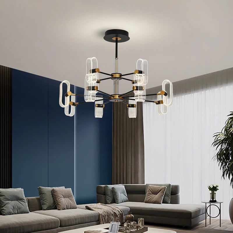 Modern Acrylic LED Chandelier with Remote Control - Dimmable Crystal Ceiling Light Fixture for Living Room, Bedroom & Dining Room Decor