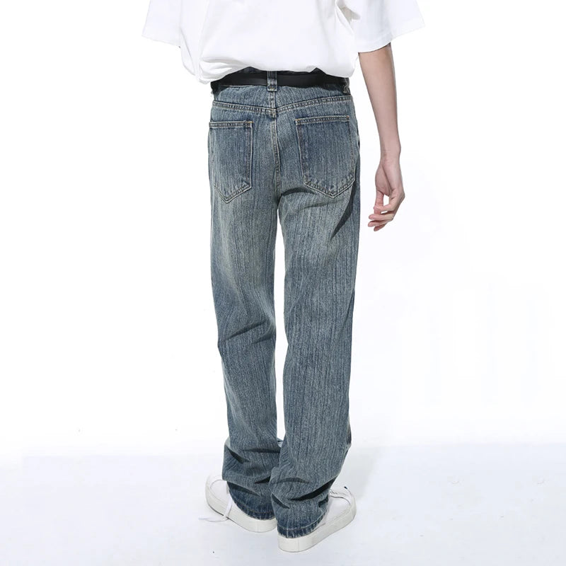 American Style Men's Fashion Wide Leg Denim Jeans - Loose Fit Casual Trousers with Zipper Pockets | Summer Comfort Wear for Street Style & Everyday Outfits
