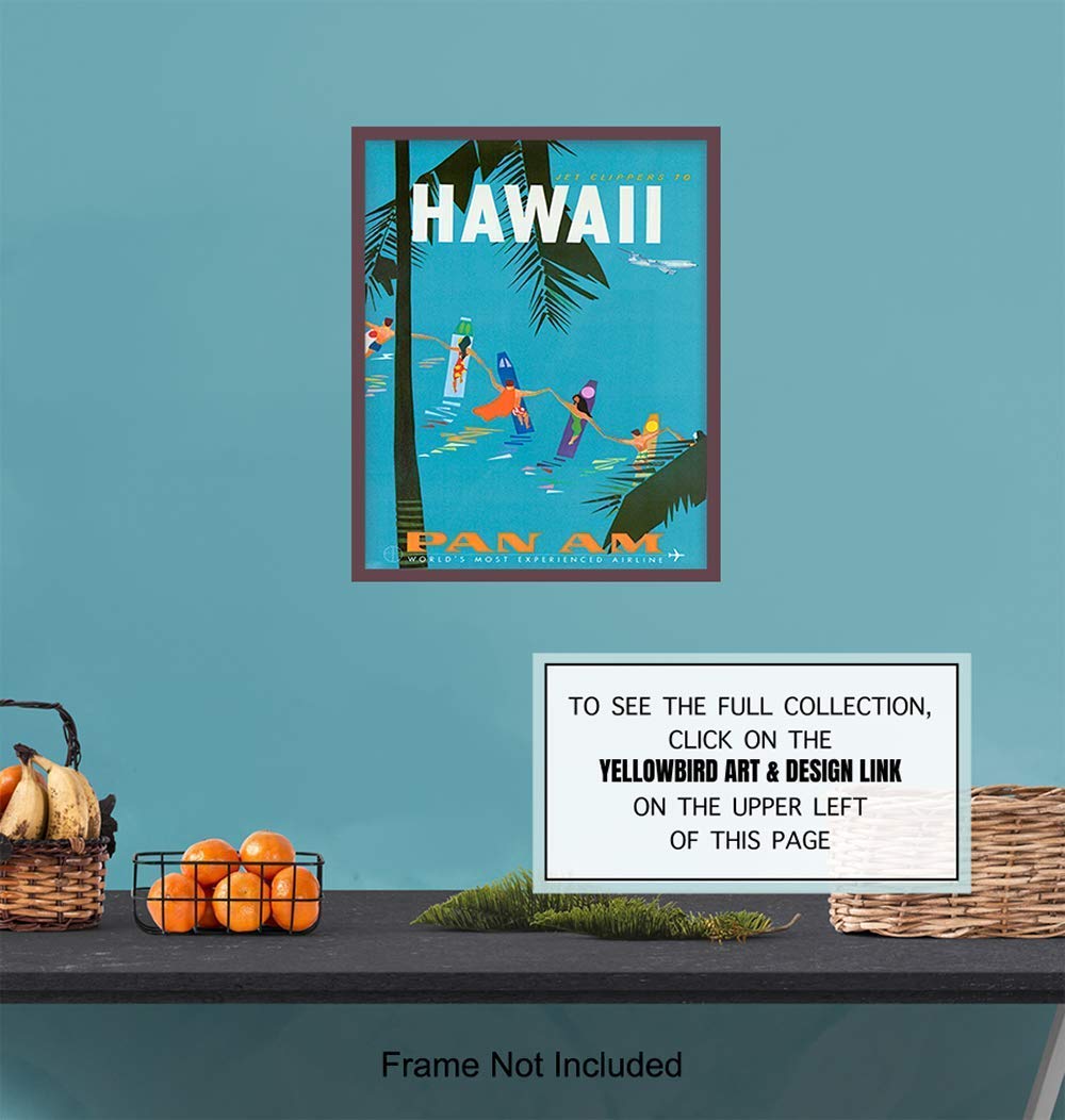 Hawaii Travel Poster Wall Art Print - Tropical Hawaiian Home Decor for Beach House, Bedroom, Bathroom & Living Room - Perfect Gift Idea - 8x10 Unframed Photo - Ideal for Vacation Vibes, Coastal Decor & Tropical Theme Rooms