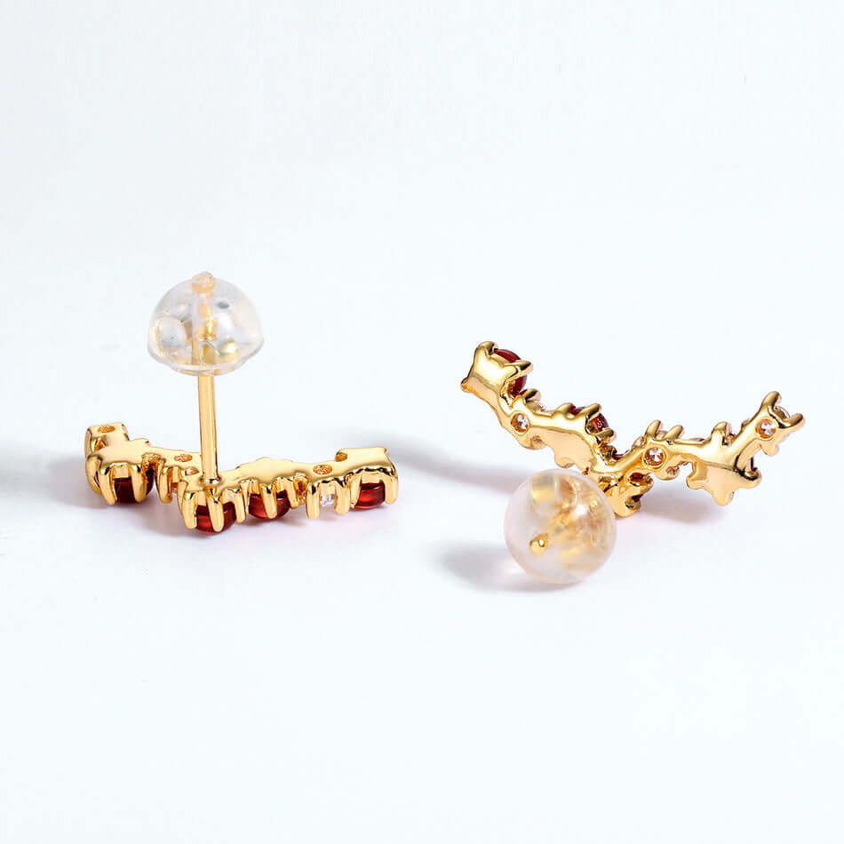 Natural Garnet Meteor Star Ear Climber Earrings for Women | Elegant Dangle Earrings for Party, Wedding & Evening Wear | E7277