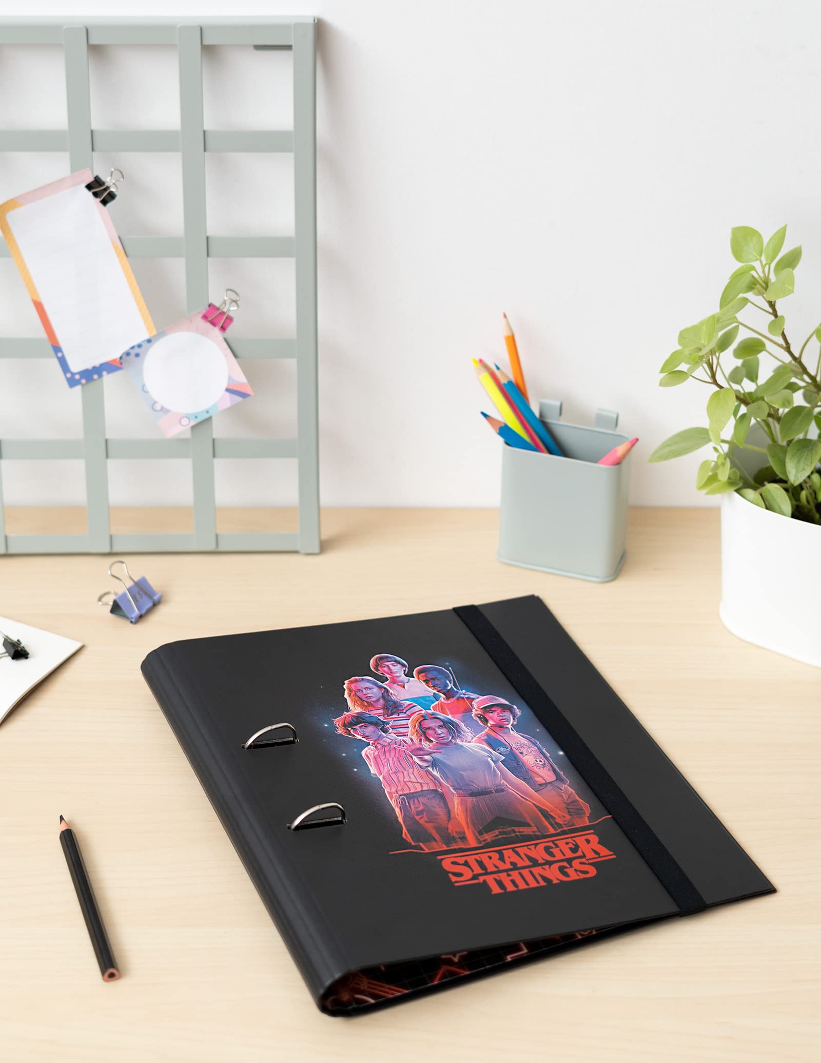 Stranger Things 2 Ring Binder A4 - 10.6 x 12.6 Inches 2-Ring Folder for School, Office & Document Organization - TV Show Themed Notebook Binder