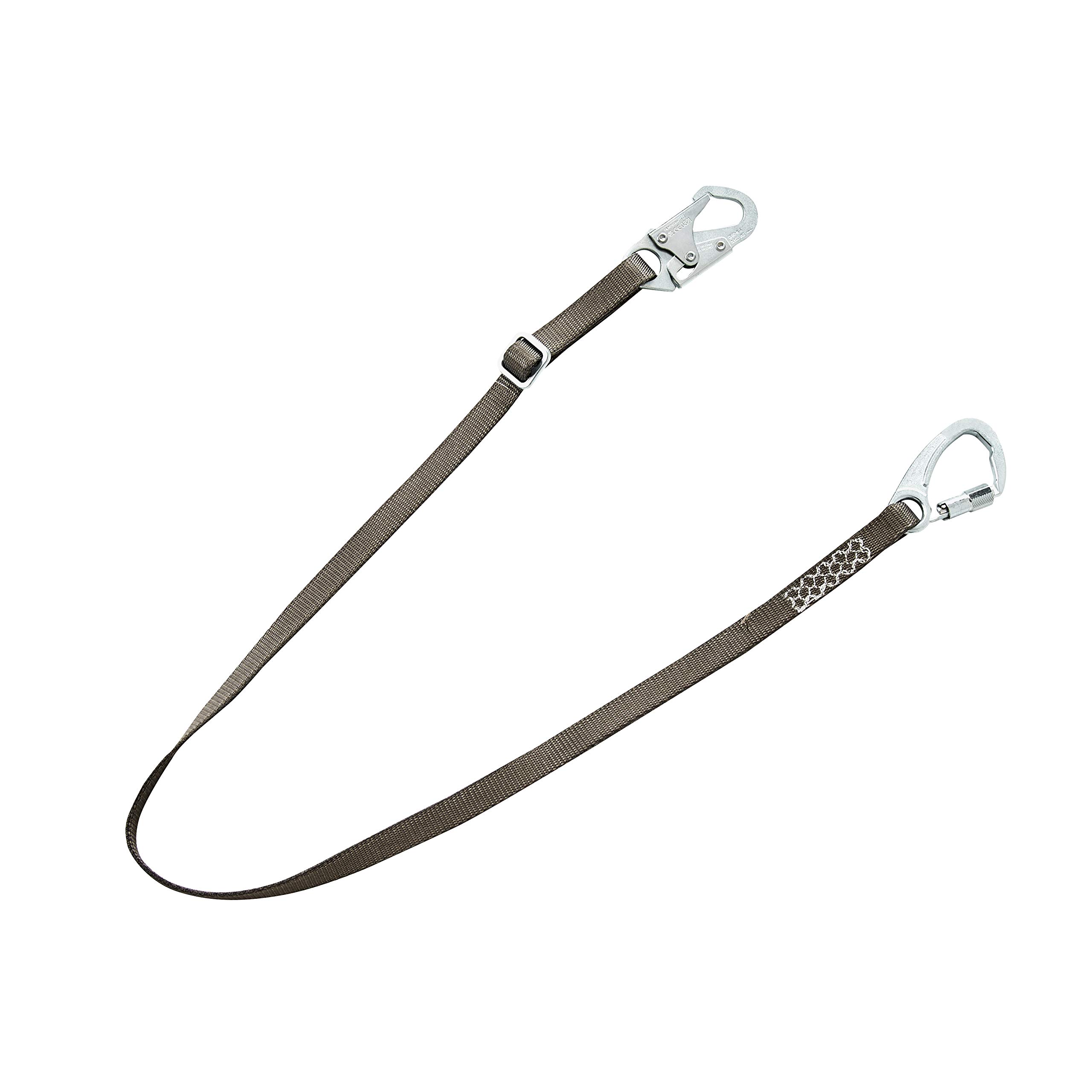 MSA 10201452 V-Series Standard Restraint Lanyard - 6ft Tie-Back Single-Leg with FP5K Small Snaphooks, Adjustable Length Polyester Web for Work Positioning & Fall Restriction - Ideal for Construction, Roofing & Industrial Safety