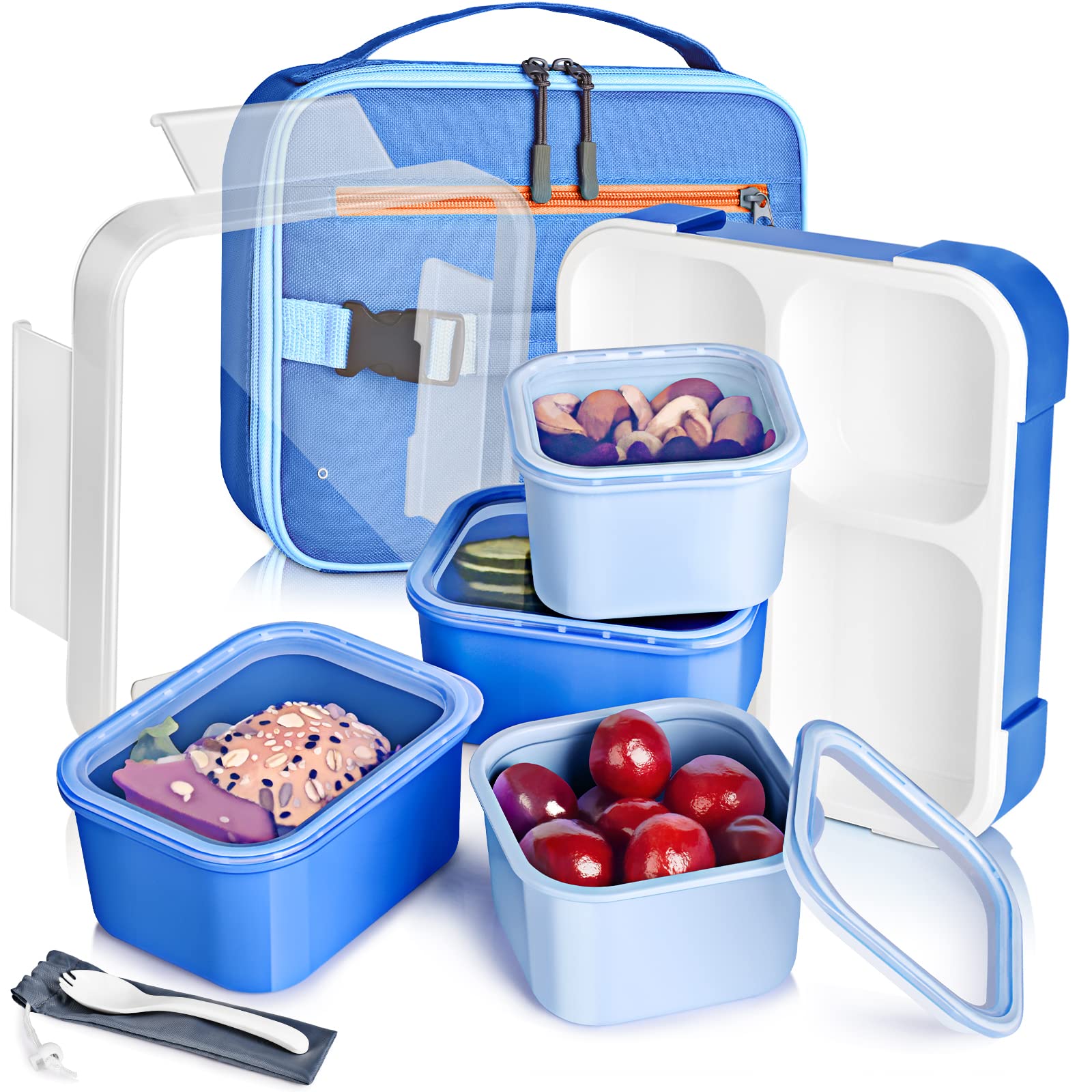 Genteen Toddler Lunch Box for Kids - Leakproof 4 Compartment Bento Box with Insulated Lunch Bag for School, Daycare & Travel | Portion Control Snack Container for Boys & Girls | Perfect for Preschool, Picnics & On-the-Go Meals