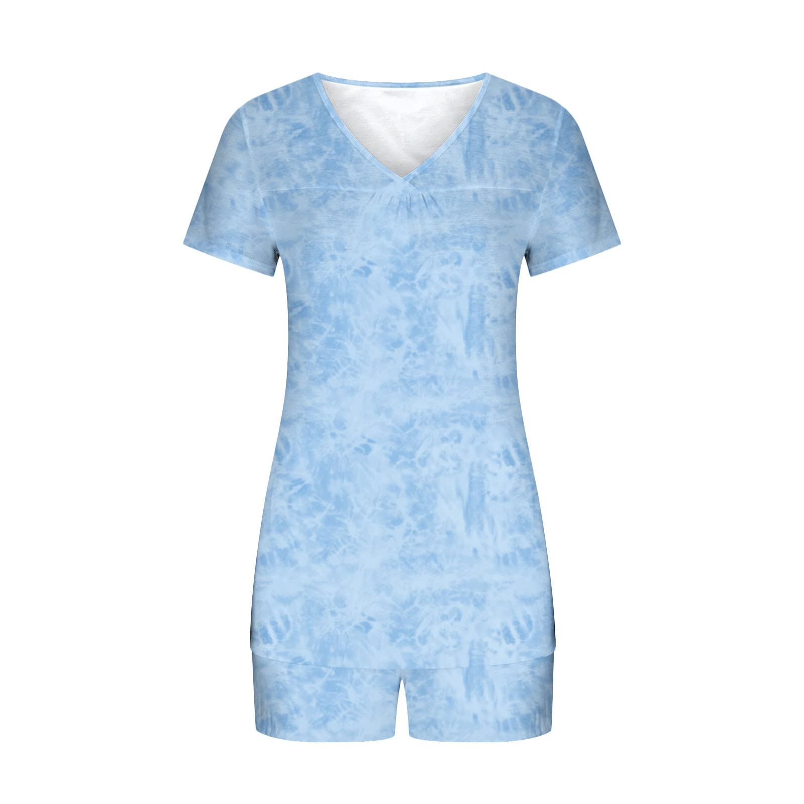 Women's 2-Piece Outfits Summer Matching Sets - Soft Printed Tee & Shorts Lounge Wear Set | Comfy Loungewear for Home, Travel & Casual Outings