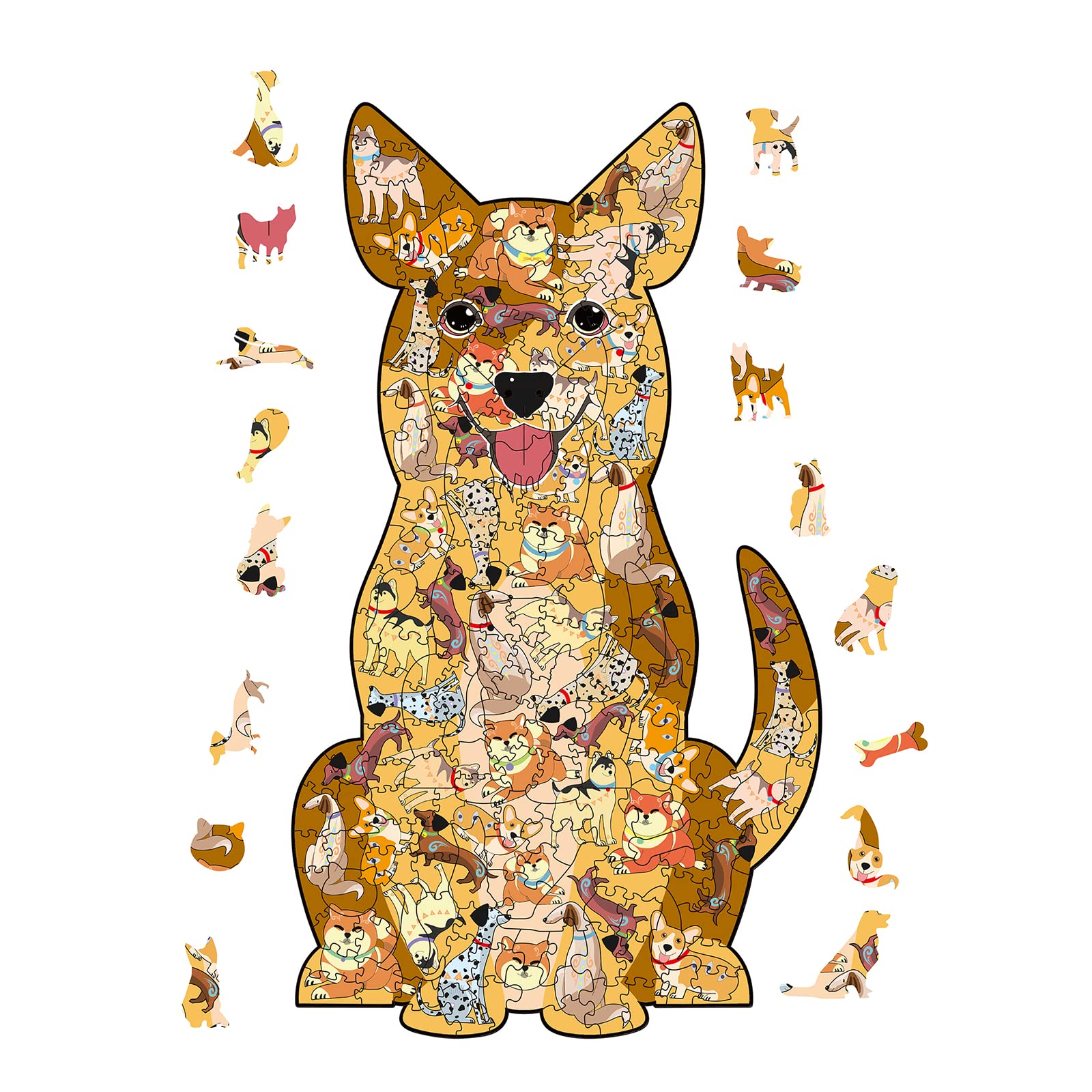 Premium Wooden Jigsaw Puzzles for Adults & Kids - 100-Piece Animal Shaped Puzzle (6.3