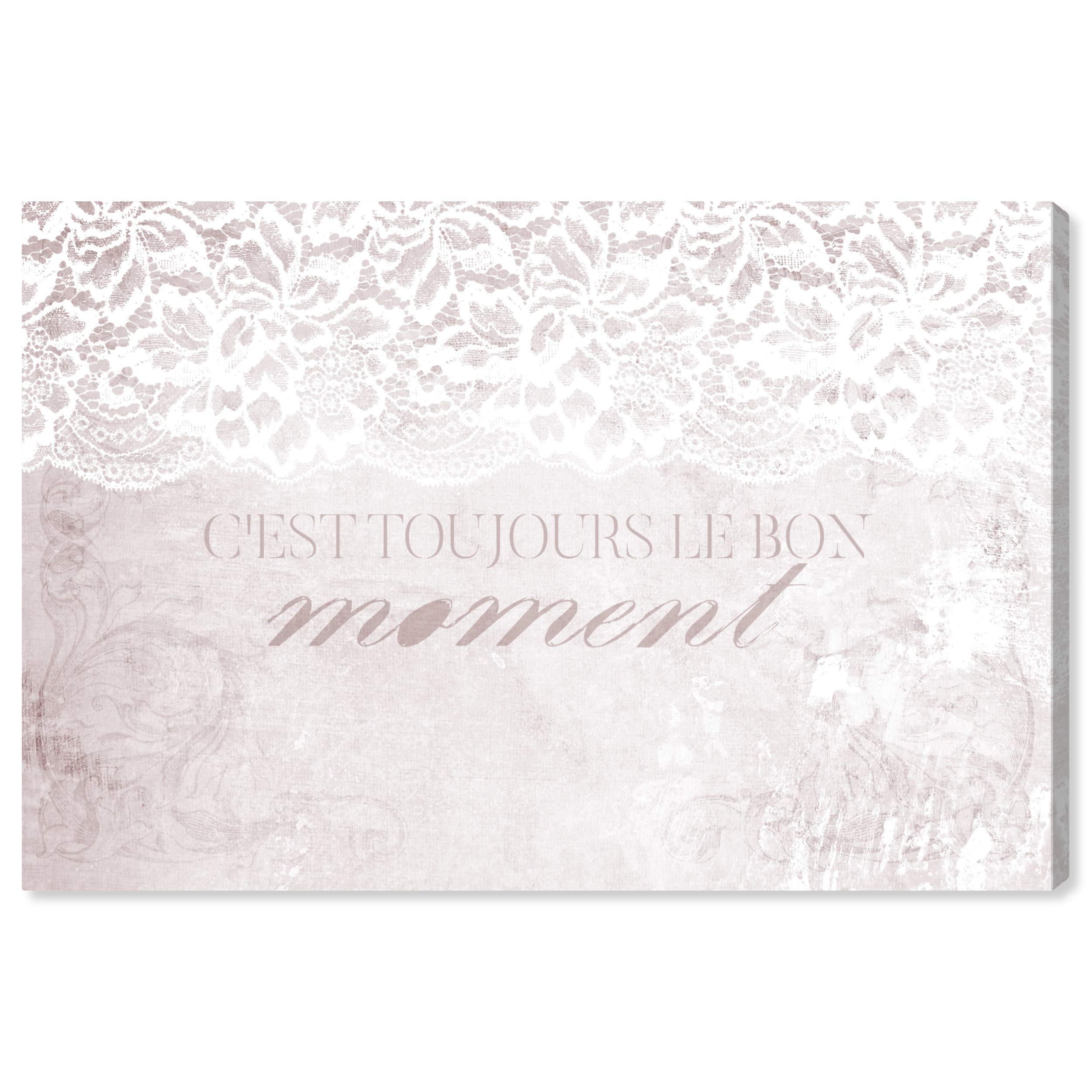 Oliver Gal Artist Co. 'Toujours' Pink & White Typography Wall Art Canvas Print - 15x10 Inches Inspirational Quote Home Decor for Living Room, Bedroom & Office
