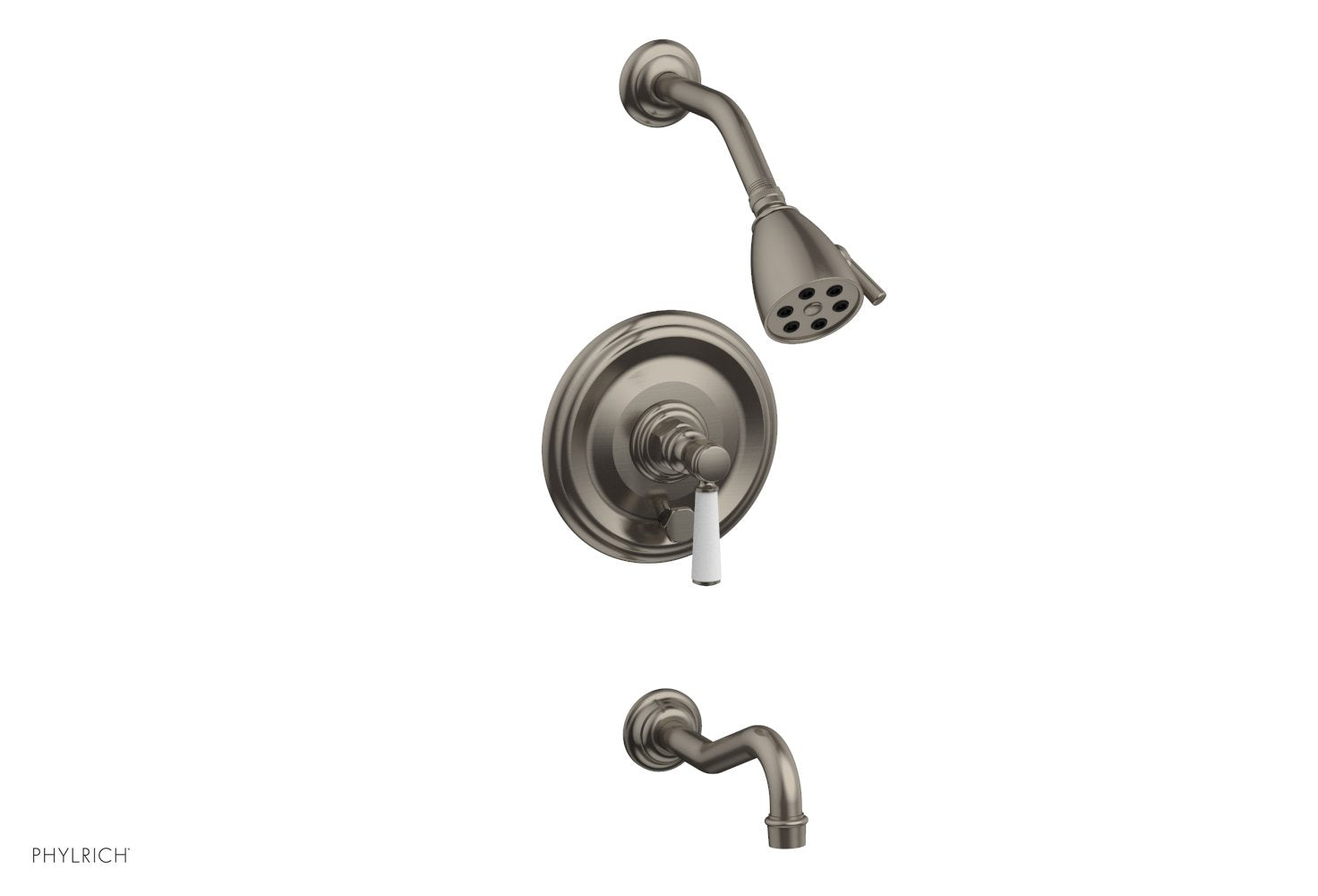 HENRI Pressure Balance Tub and Shower Faucet Set - Satin White Finish with Lever Handle (Model 161-27) for Bathroom and Shower Installation