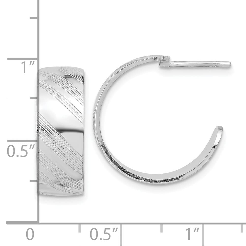 Sterling Silver Etched Stripe Hoop Earrings for Women - 0.77 Inch Length, 0.75 Inch Width - Elegant Dangle Earrings for Everyday Wear, Parties & Gifts