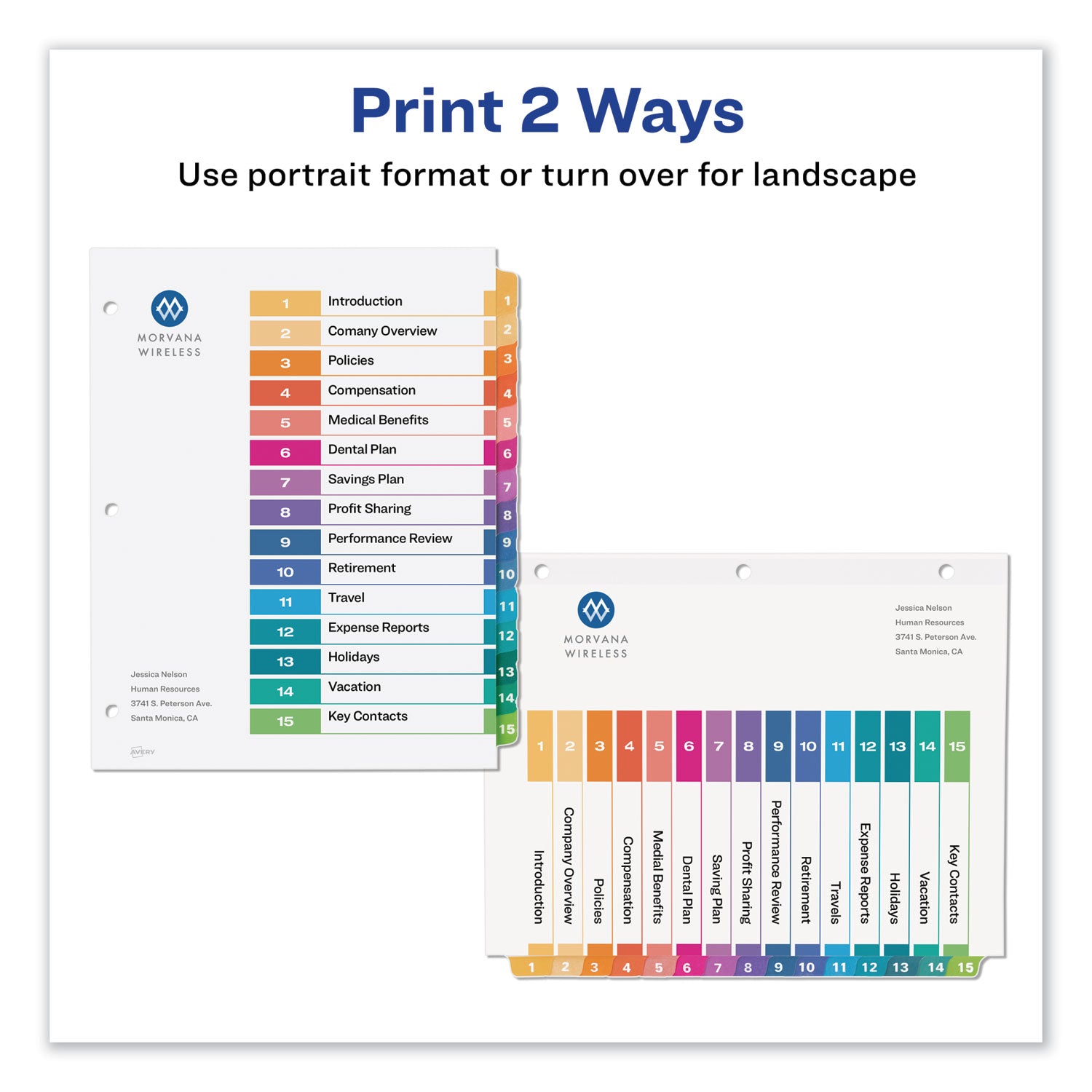 Avery Customizable TOC Ready Index Multicolor Tab Dividers - 15 Tabs (1-15), 11