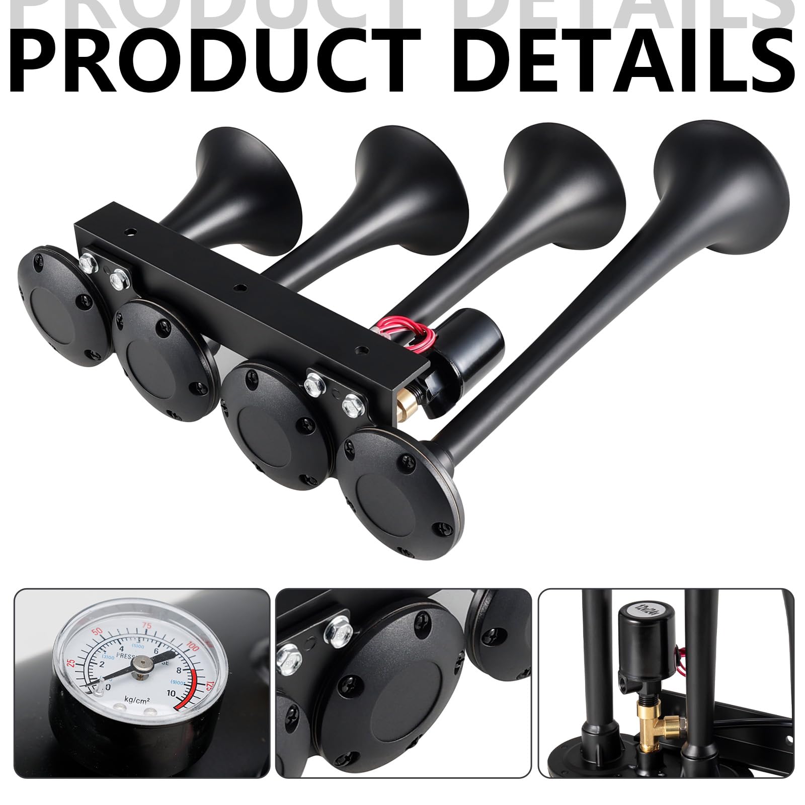 180dB Super Loud Train Horn Kit for Trucks - 12V Air Compressor with 150 PSI Air Tank - Compatible with Truck, Car, Jeep, SUV, Pickup & Boat - Perfect for Emergency Alerts & Off-Road Adventures