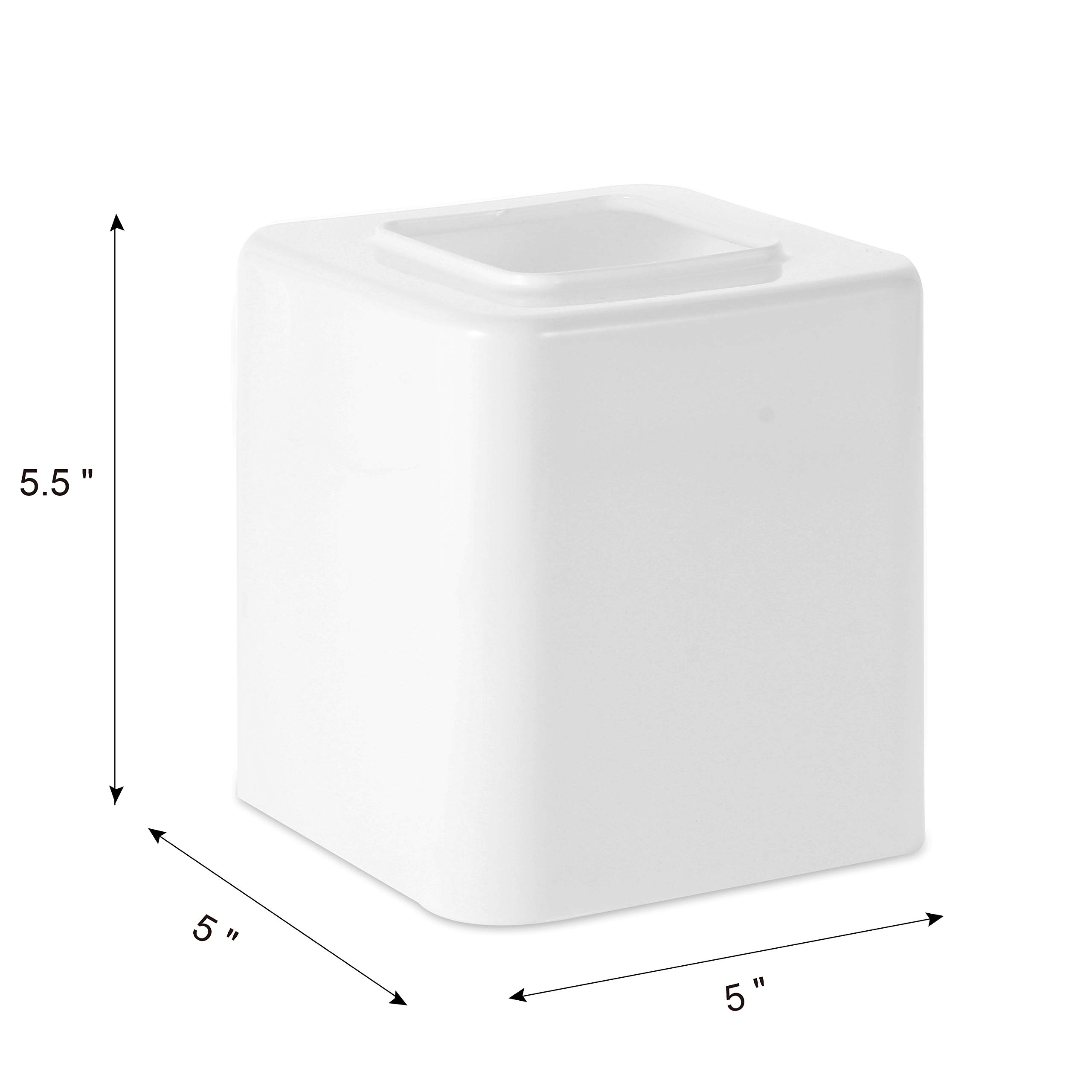 Youngever 2 Pack White Plastic Square Tissue Box Covers & Napkin Holders - Decorative Bathroom & Kitchen Tissue Box Organizer for Home Office Decor