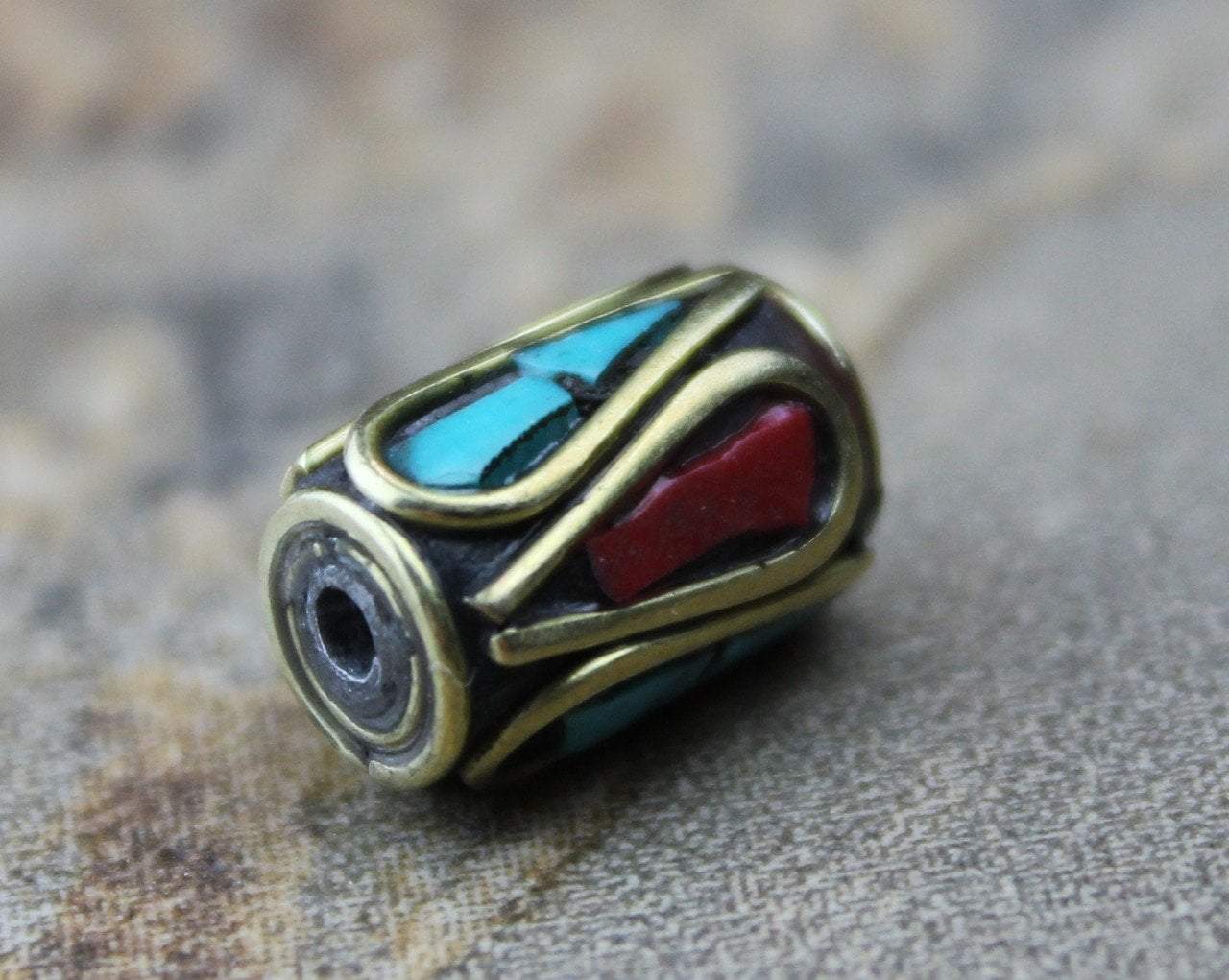 8mm Brass Coral & Turquoise Tibetan Beads for Jewelry Making, Meditation Bracelets, and Boho Fashion Accessories - Perfect for DIY Crafts, Spiritual Healing, and Gift Giving