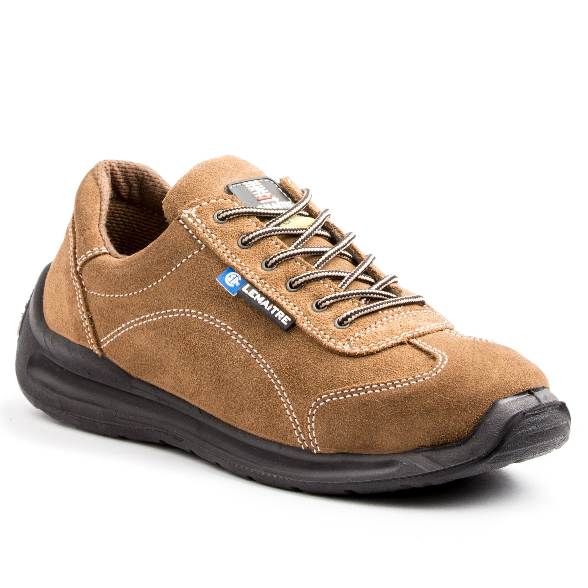 Lemaitre Viper Lightweight Leather Steel Toe Athletic Shoes for Men - Comfortable Work Sneakers with Safety Toe - Perfect for Construction, Warehouse & Outdoor Work (Beige)