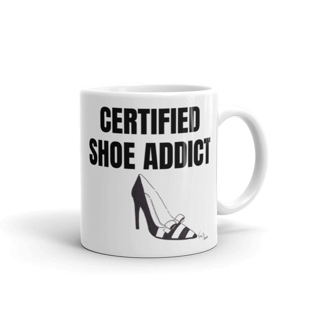 Funny Shoe Lover Coffee Mug - Black & White Ceramic Cup for Coffee & Tea - Certified Shoe Addict Gift - Perfect for Office, Home & Gifts for Shoe Enthusiasts